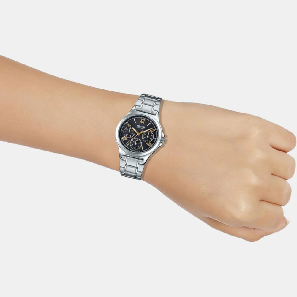 Enticer Women Quartz Black Dial Chronograph Stainless Steel Watch A1898 - Image 5