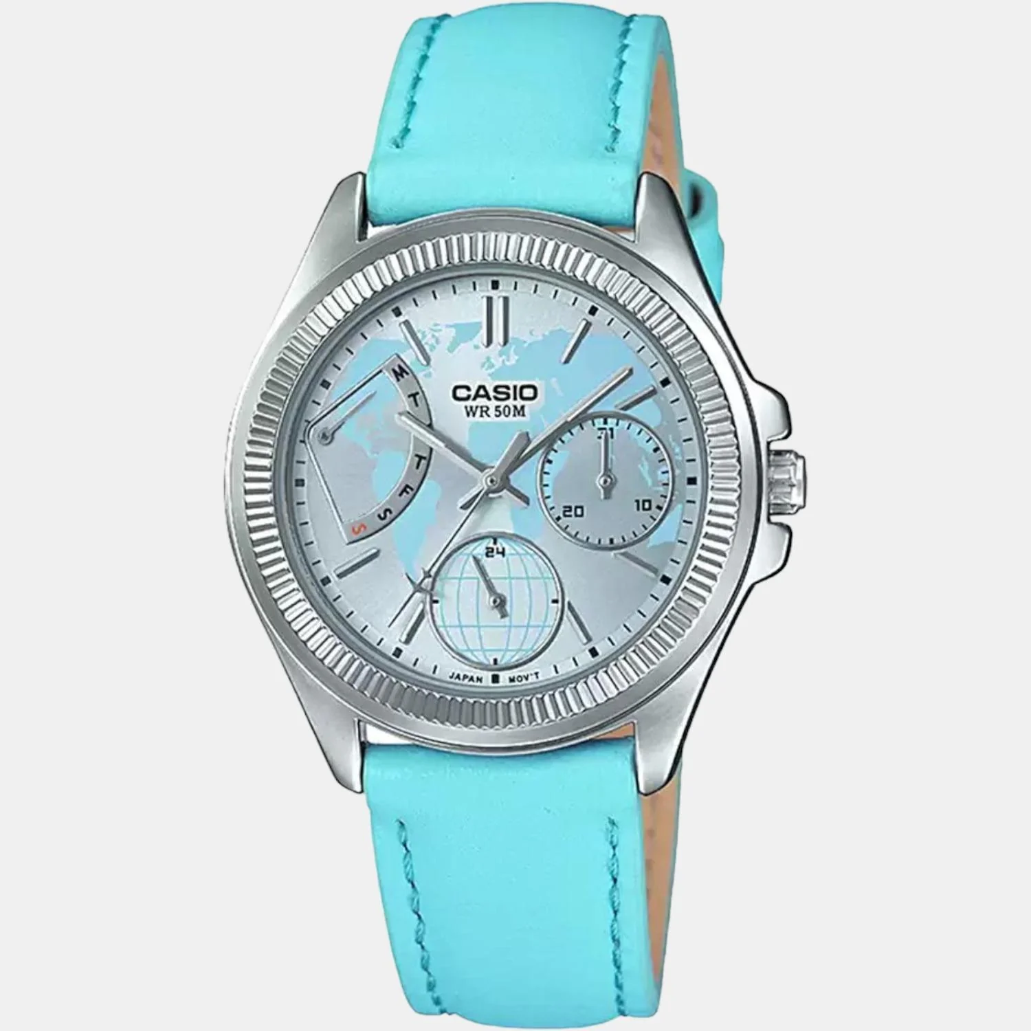Enticer Women Quartz Blue Dial Chronograph Leather Watch A1579 - Image 2