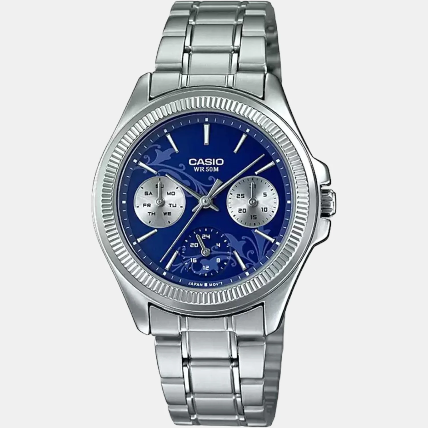 Enticer Women Quartz Blue Dial Chronograph Stainless Steel Watch A1571 - Image 2