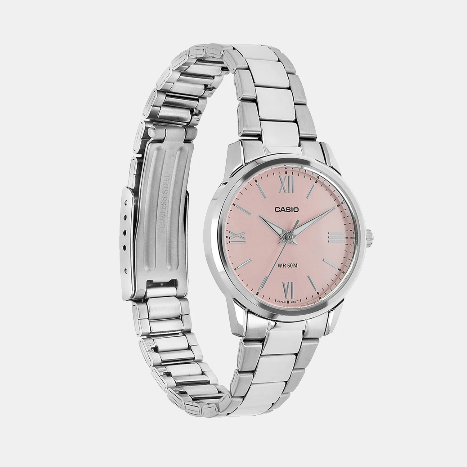 Enticer Women Quartz Pink Dial Analog Stainless Steel Watch LTP-1303DD-4AV A2477 - Image 4