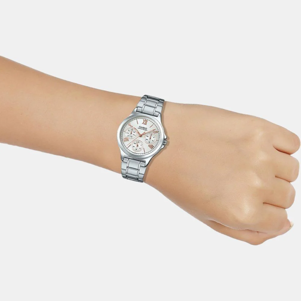Enticer Women Quartz Silver Dial Chronograph Stainless Steel Watch A1900 - Image 5