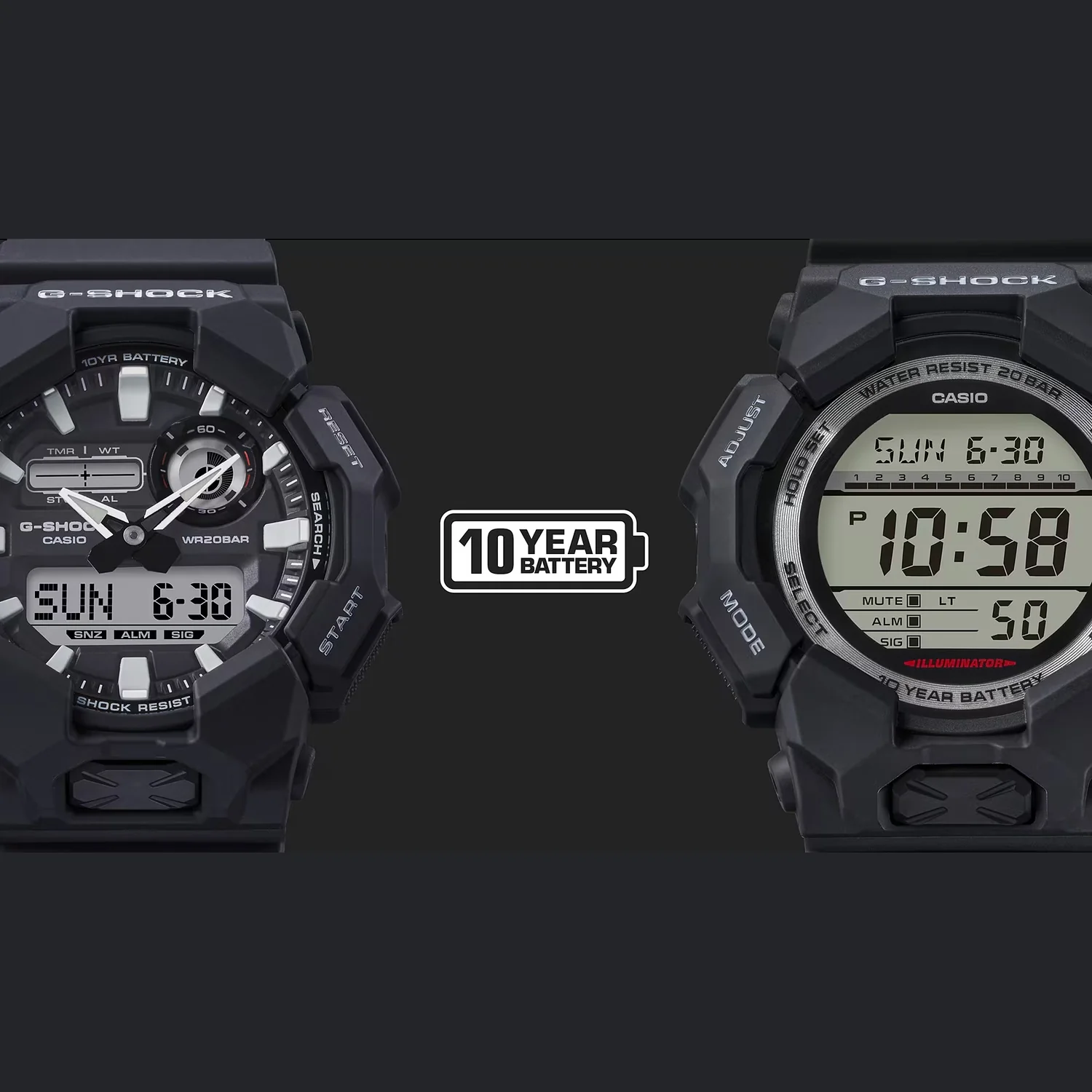 G-Shock Men Quartz Black Dial Analog-Digital Resin Watch G1602 - Image 5