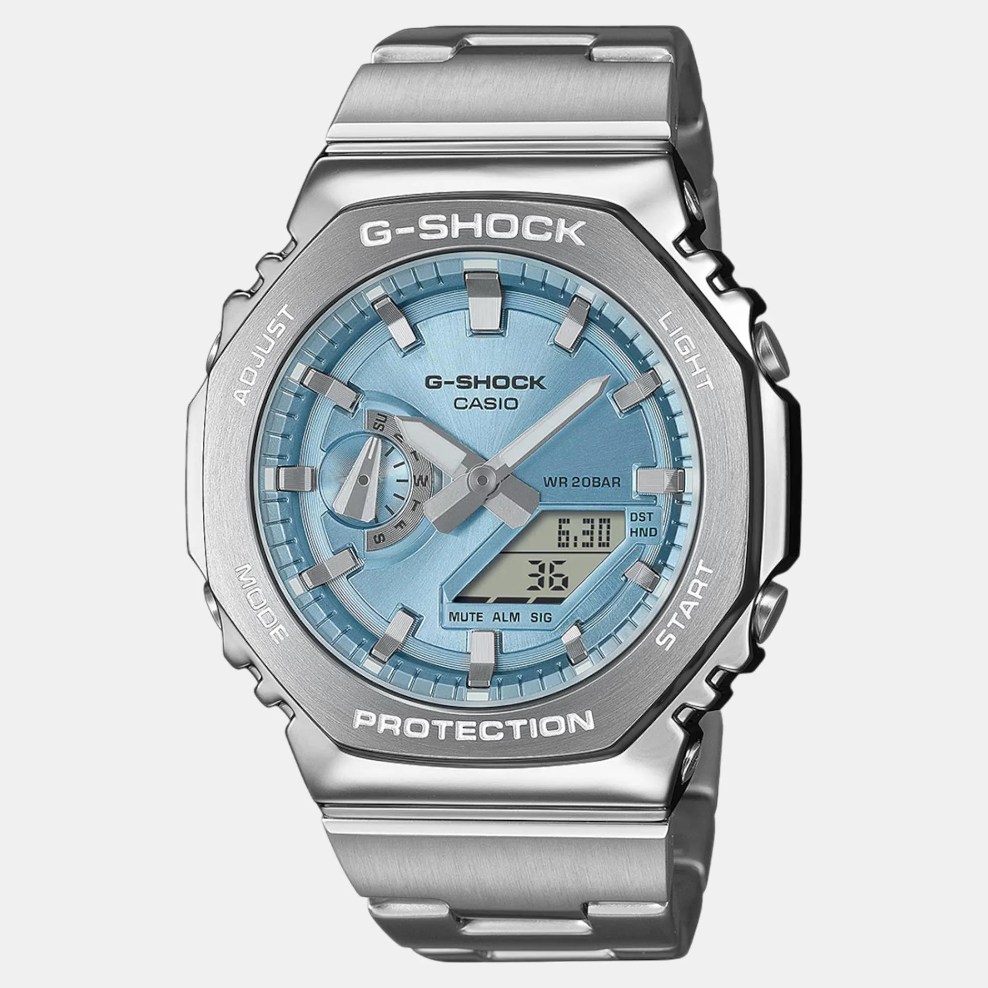 G-Shock Men Quartz Light Blue Dial Analog-Digital Stainless Steel Watch G1613 - Image 2