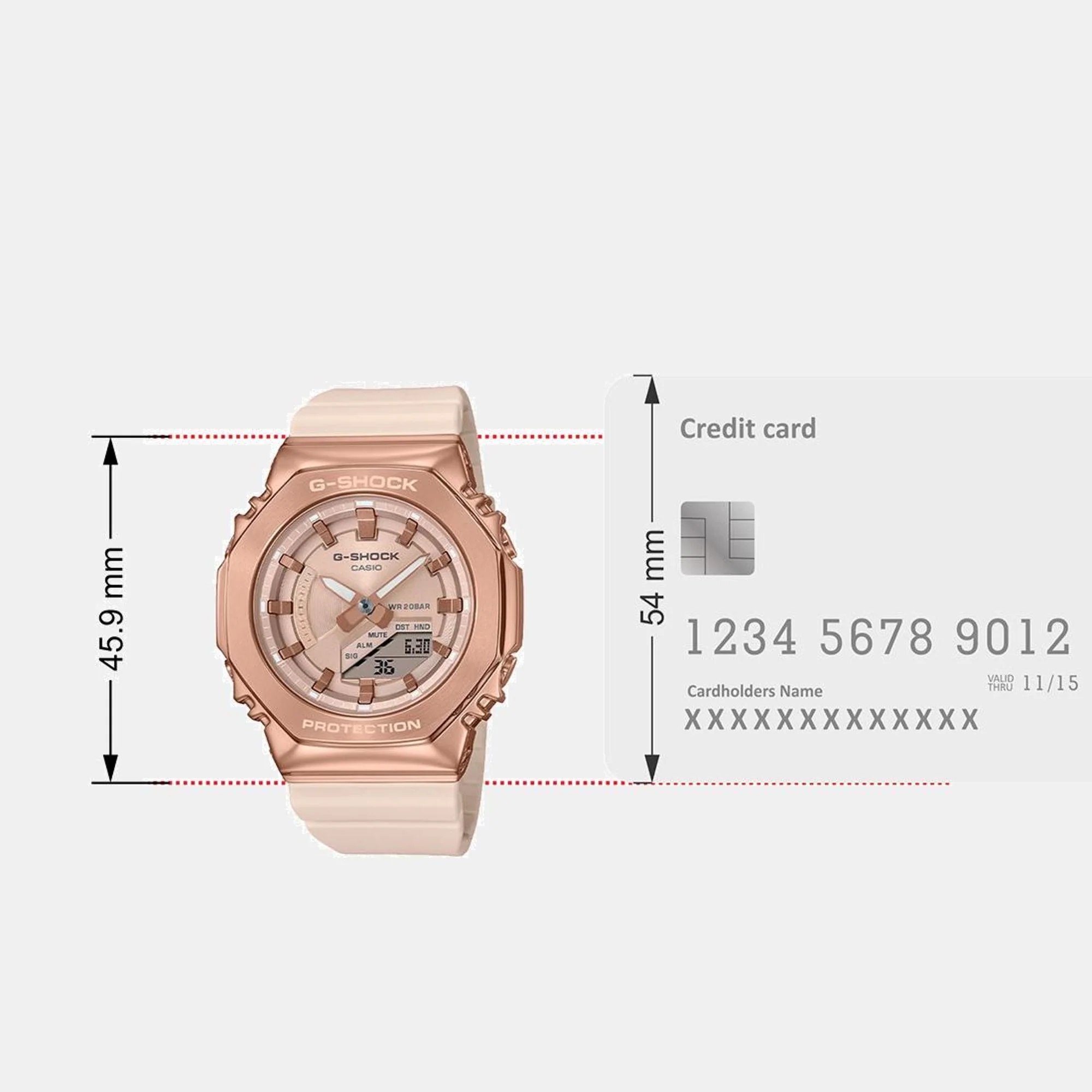 G-Shock Women Quartz Rose Gold Dial Analog-Digital Resin Watch G1463 - Image 8