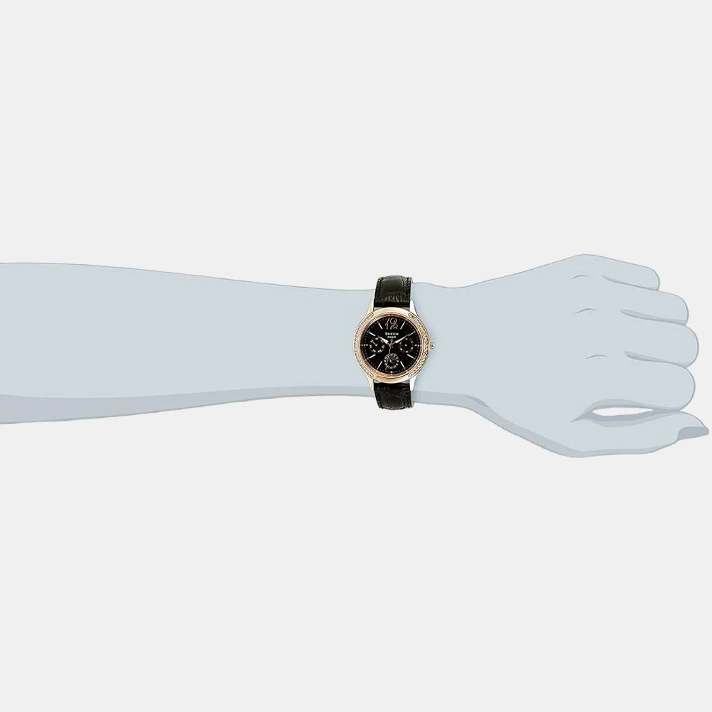 Sheen Women Quartz Black Dial Analog Leather Watch SX088 - Image 4