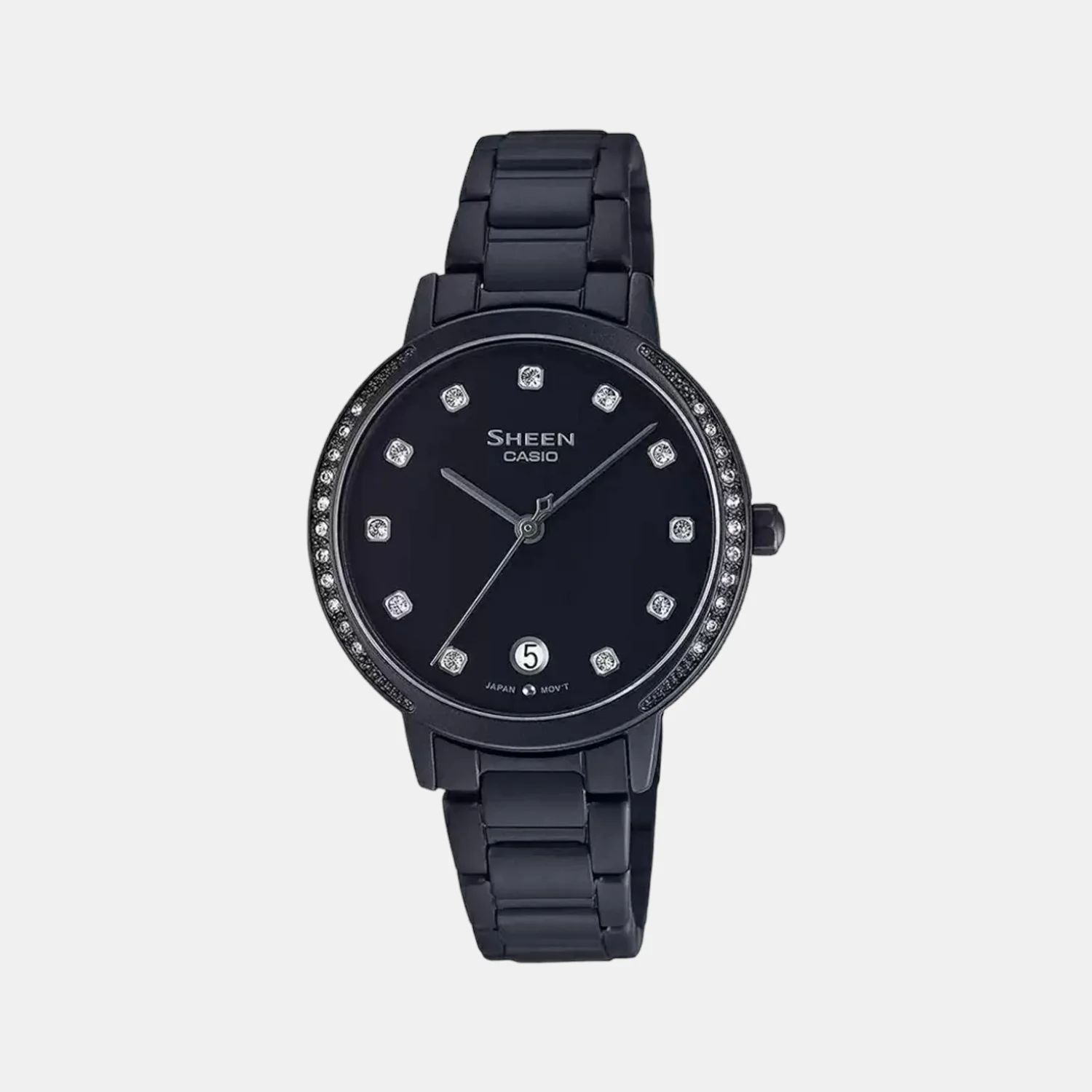 Sheen Women Quartz Black Dial Analog Stainless Steel Watch SH235