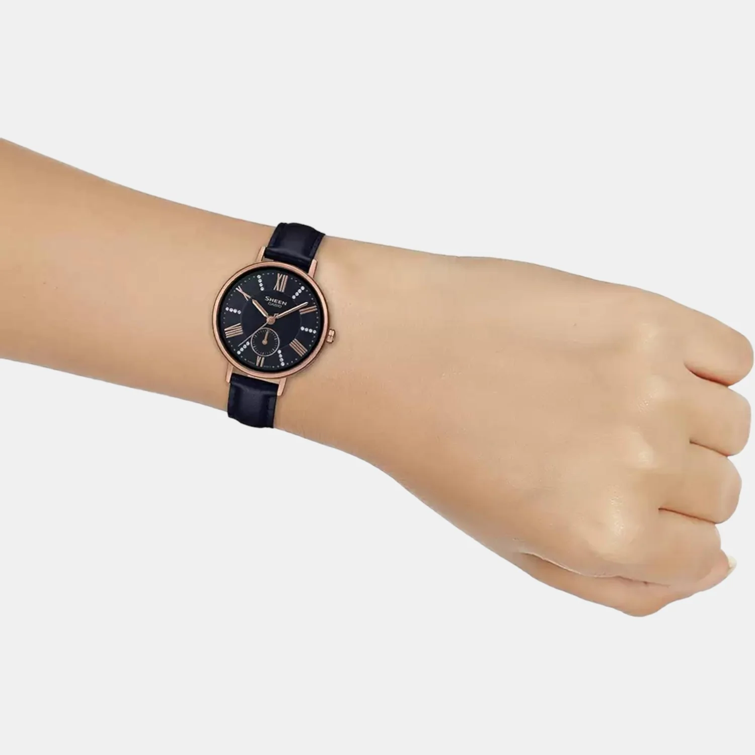 Sheen Women Quartz Black Dial Chronograph Leather Watch SH237 - Image 7