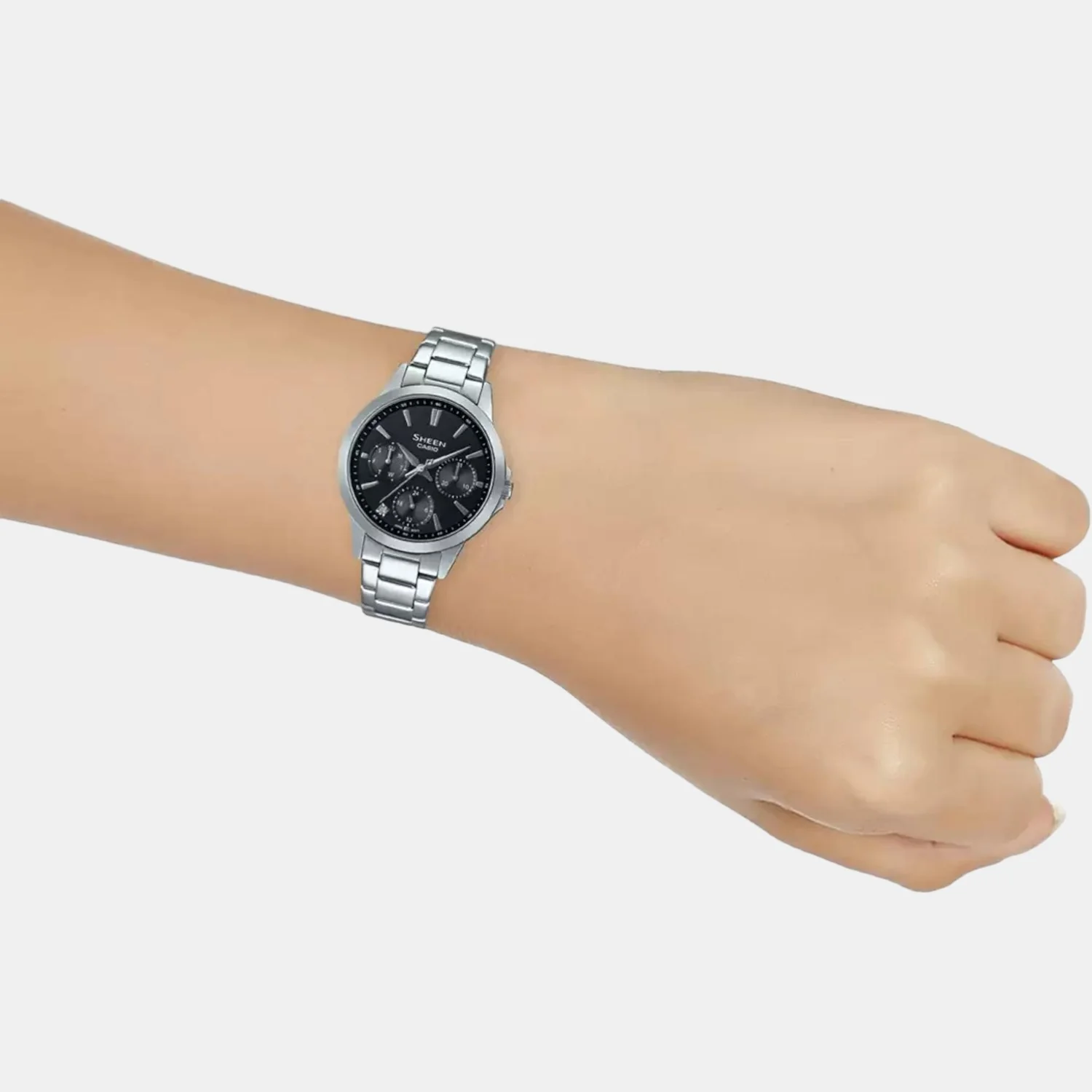 Sheen Women Quartz Black Dial Chronograph Stainless Steel Watch SH261 - Image 4