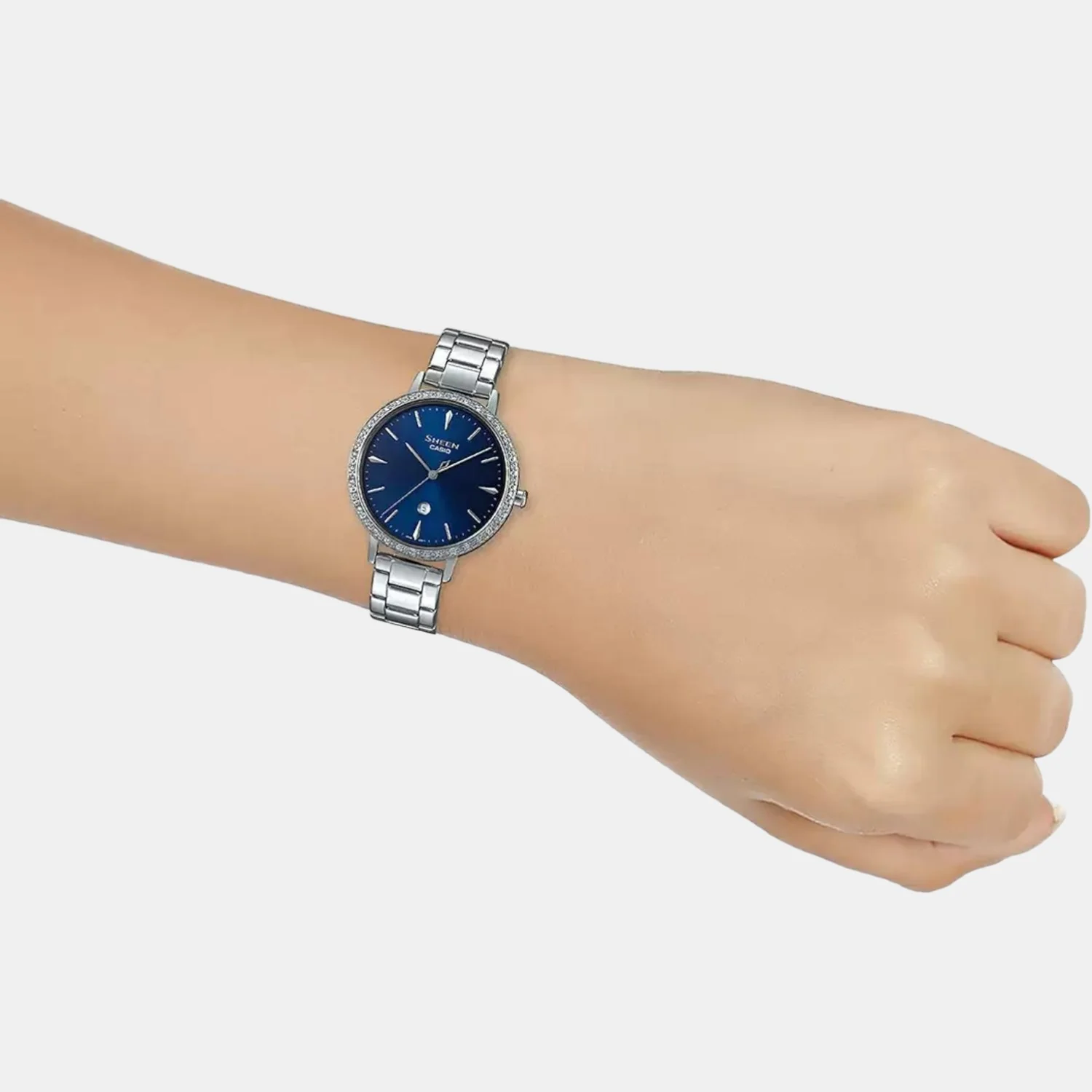 Sheen Women Quartz Blue Dial Analog Stainless Steel Watch SH228 - Image 5