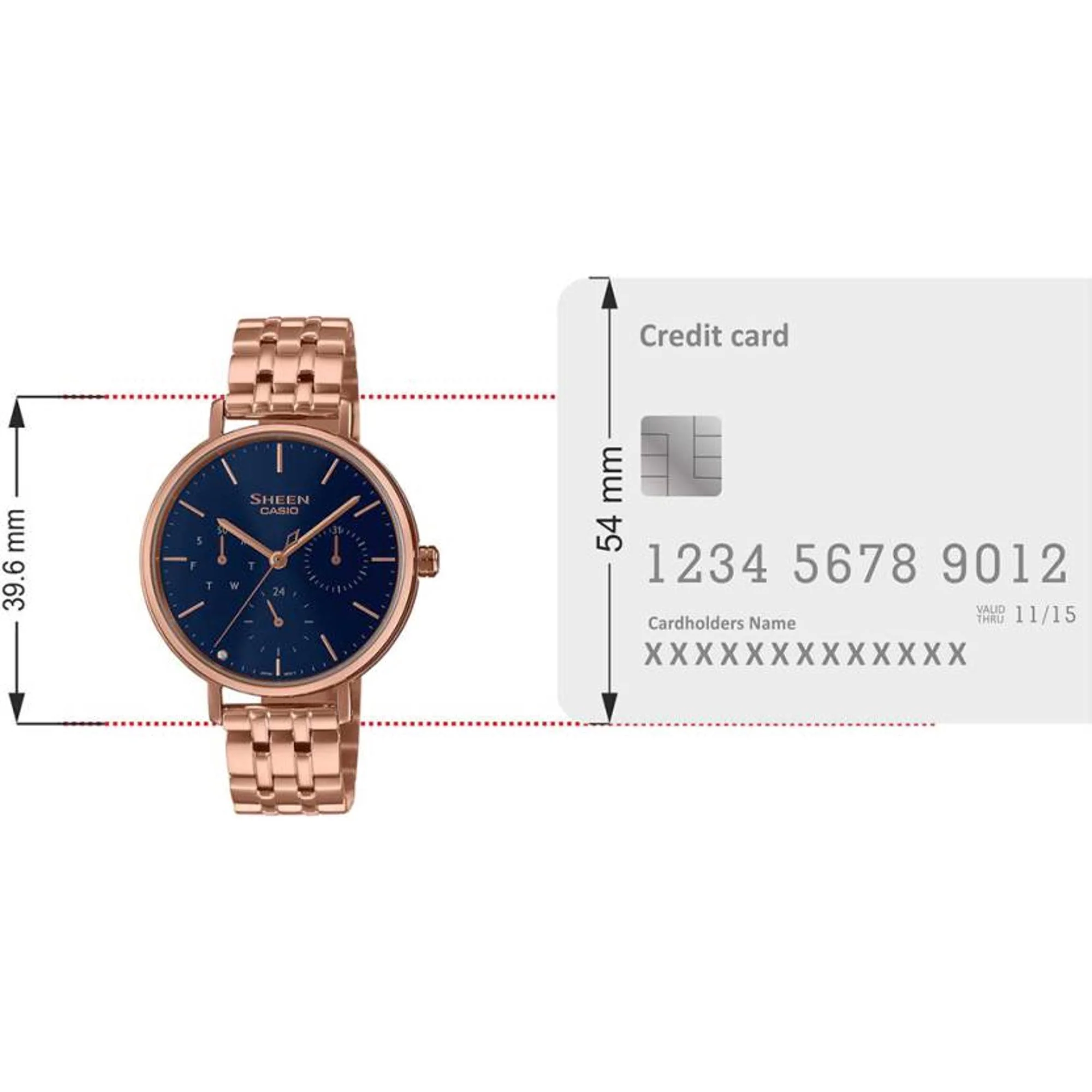 Sheen Women Quartz Blue Dial Multi-Function Stainless Steel Watch SH287 - Image 6
