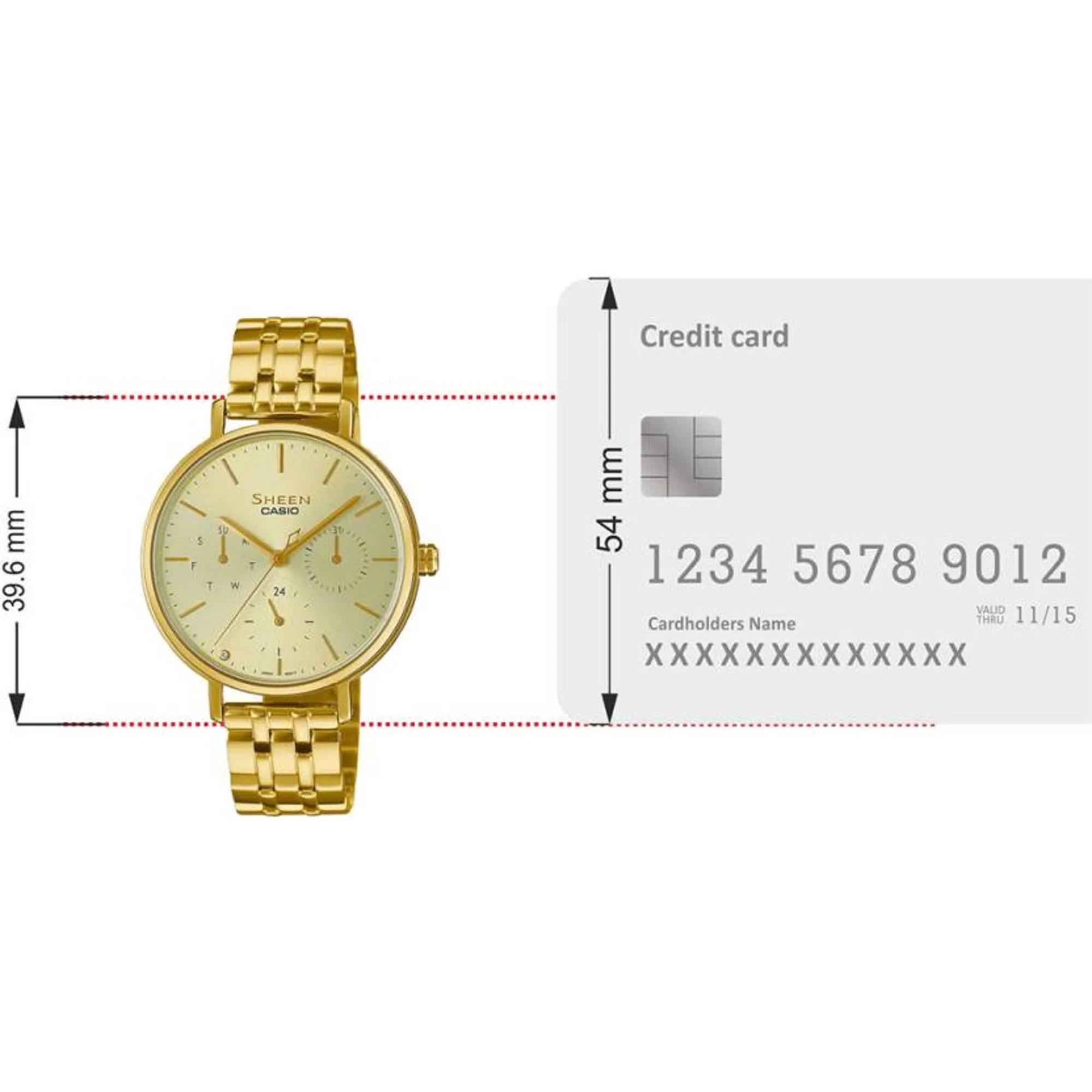 Sheen Women Quartz Gold Dial Multi-Function Stainless Steel Watch SH286 - Image 7