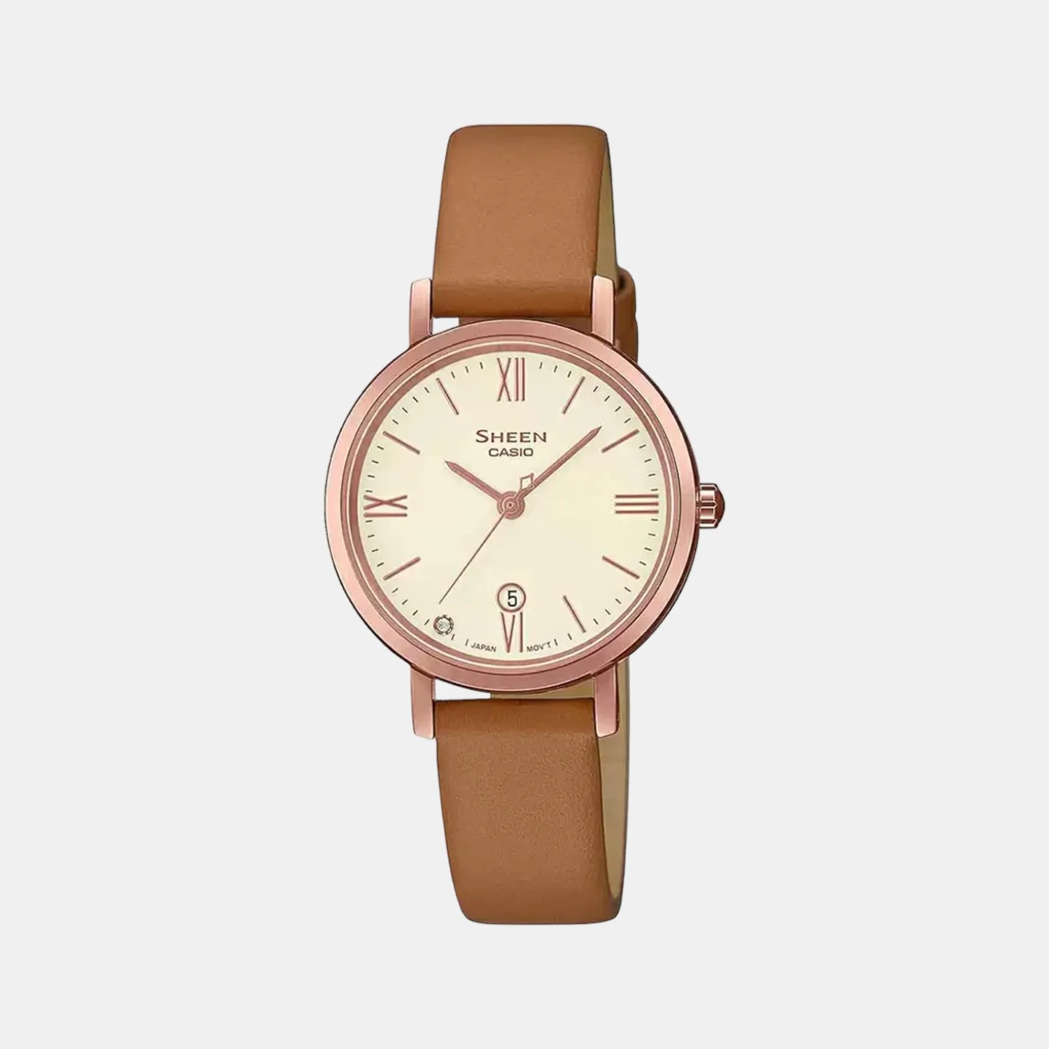 Sheen Women Quartz Rose Gold Dial Analog Leather Watch SX279