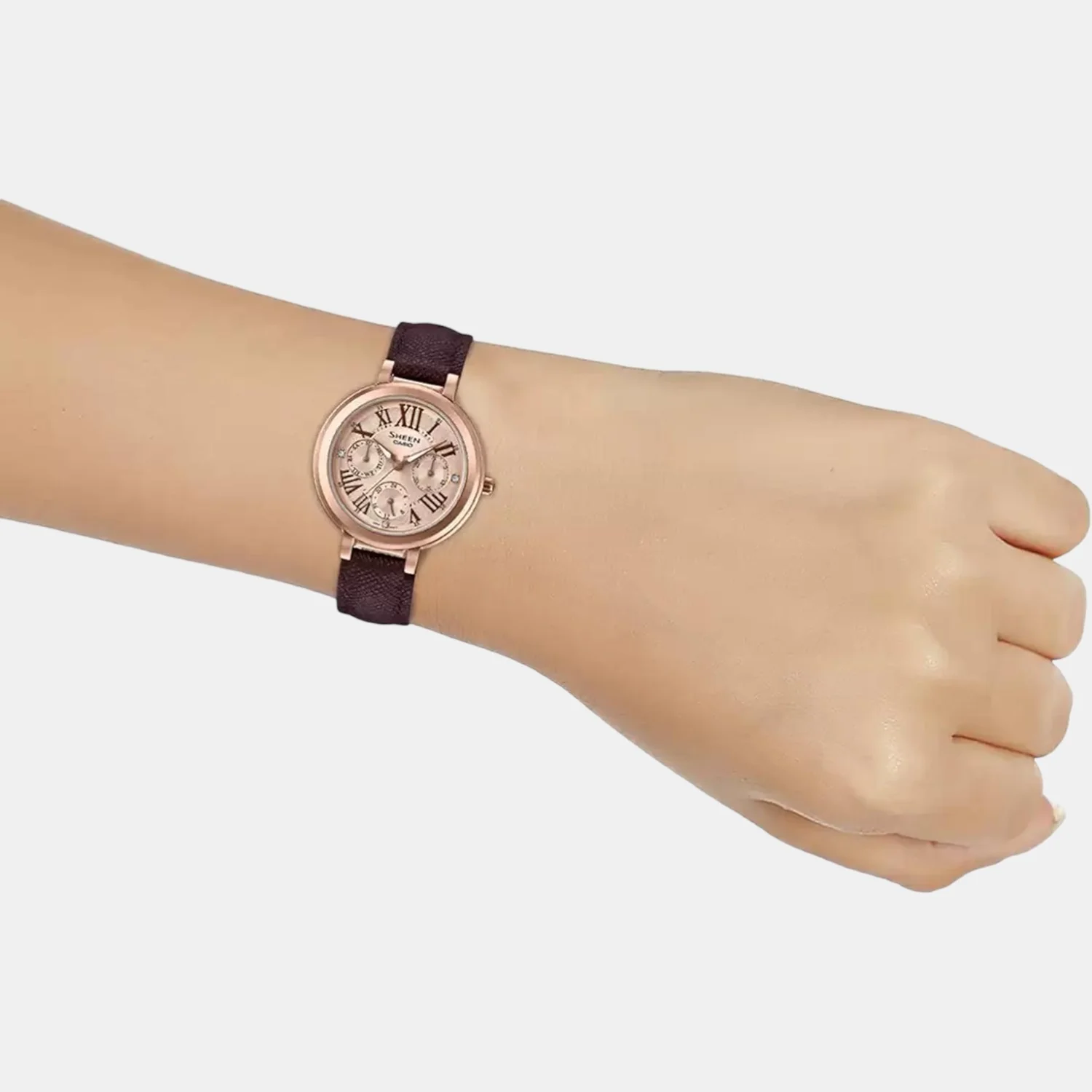 Sheen Women Quartz Rose Gold Dial Chronograph Leather Watch SX215 - Image 7