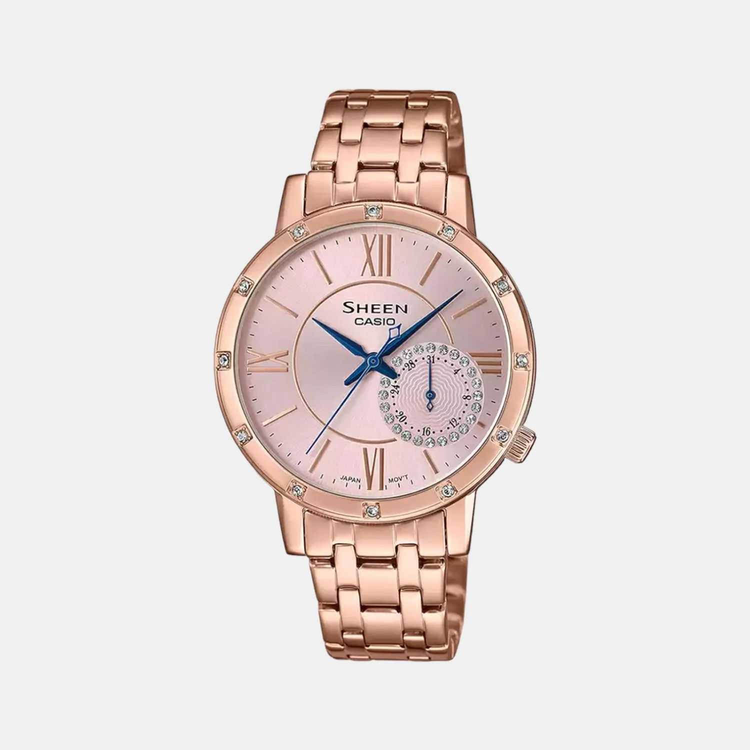 Sheen Women Quartz Rose Gold Dial Chronograph Stainless Steel Watch SX260