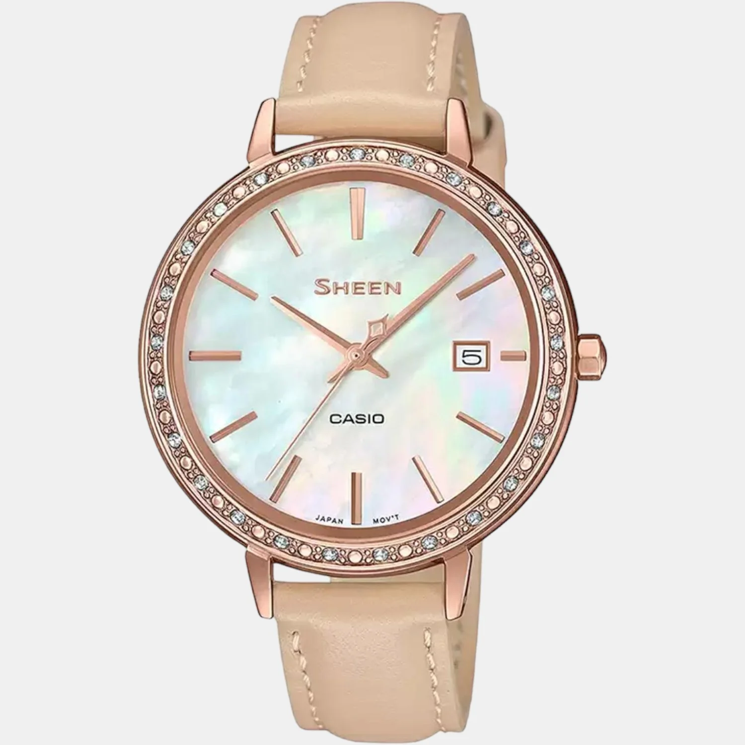 Sheen Women Quartz Mother of Pearl Dial Analog Leather Watch SX246 - Image 2