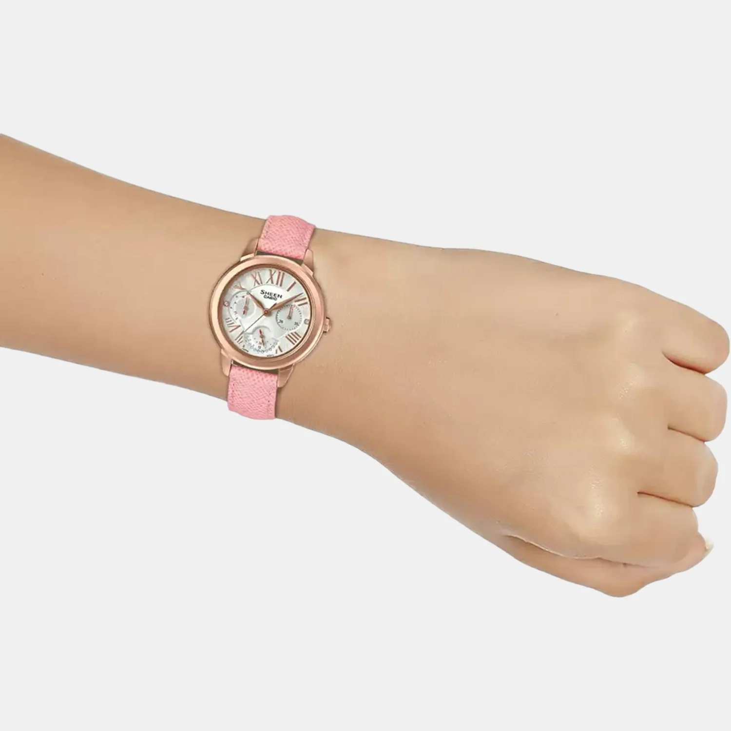 Sheen Women Quartz Silver Dial Chronograph Leather Watch SX207 - Image 7