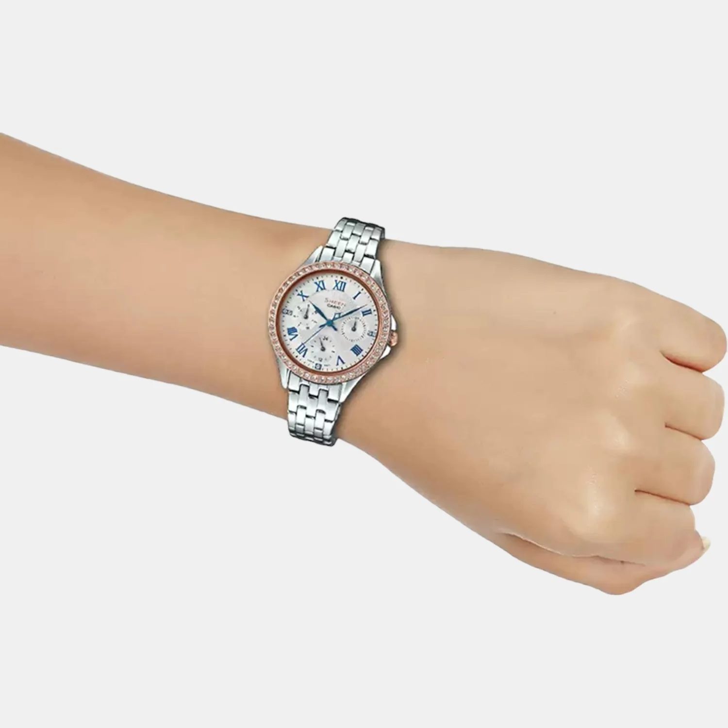 Sheen Women Quartz Silver Dial Chronograph Stainless Steel Watch SX221 - Image 6
