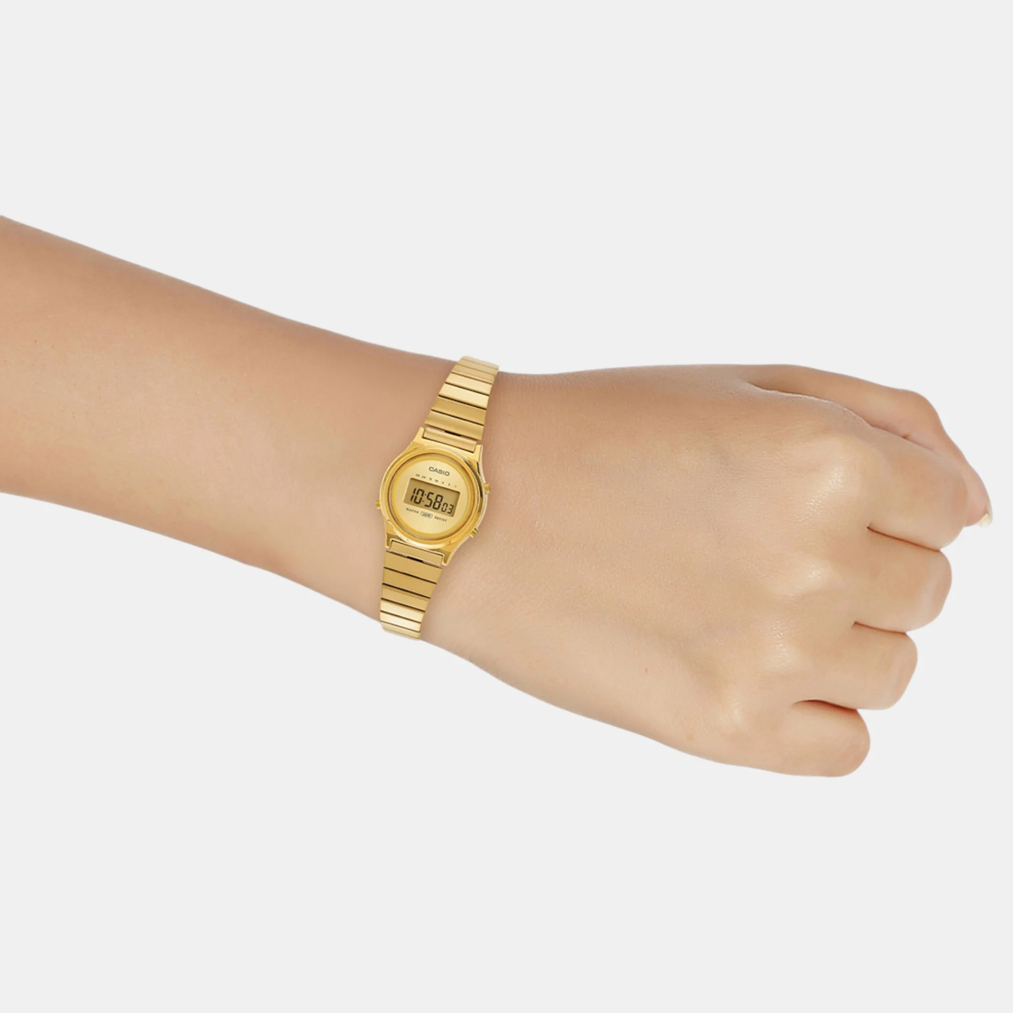 Vintage Unisex Quartz Gold Dial Digital Stainless Steel Watch A2233 - Image 8