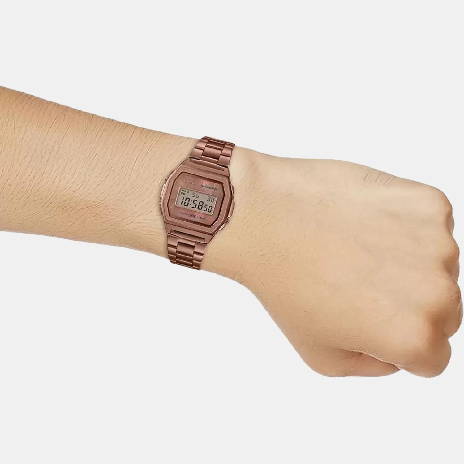 Vintage Unisex Quartz Rose Gold Dial Digital Stainless Steel Watch D197 - Image 6