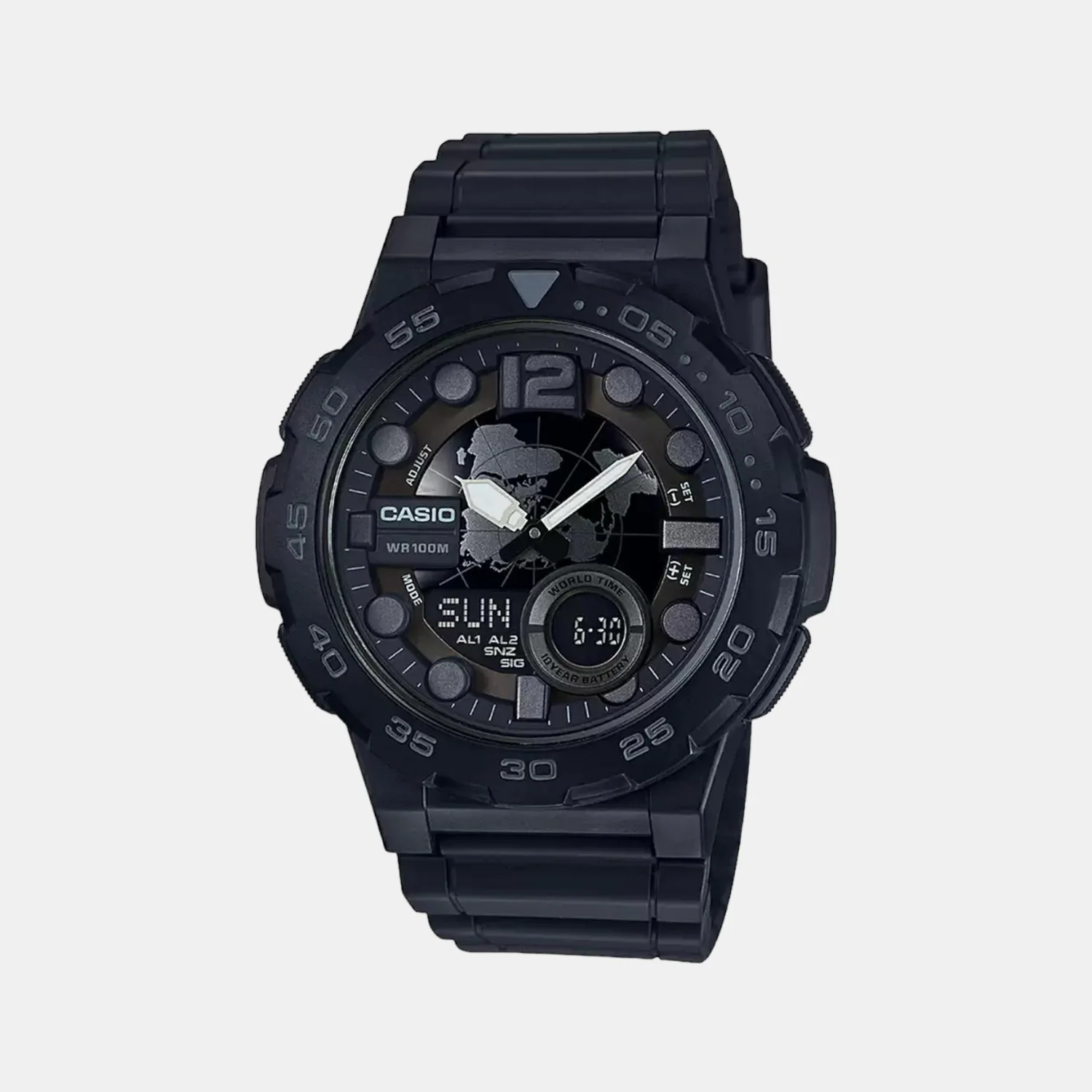 Youth Men Quartz Black Dial Analog-Digital Resin Watch AD217