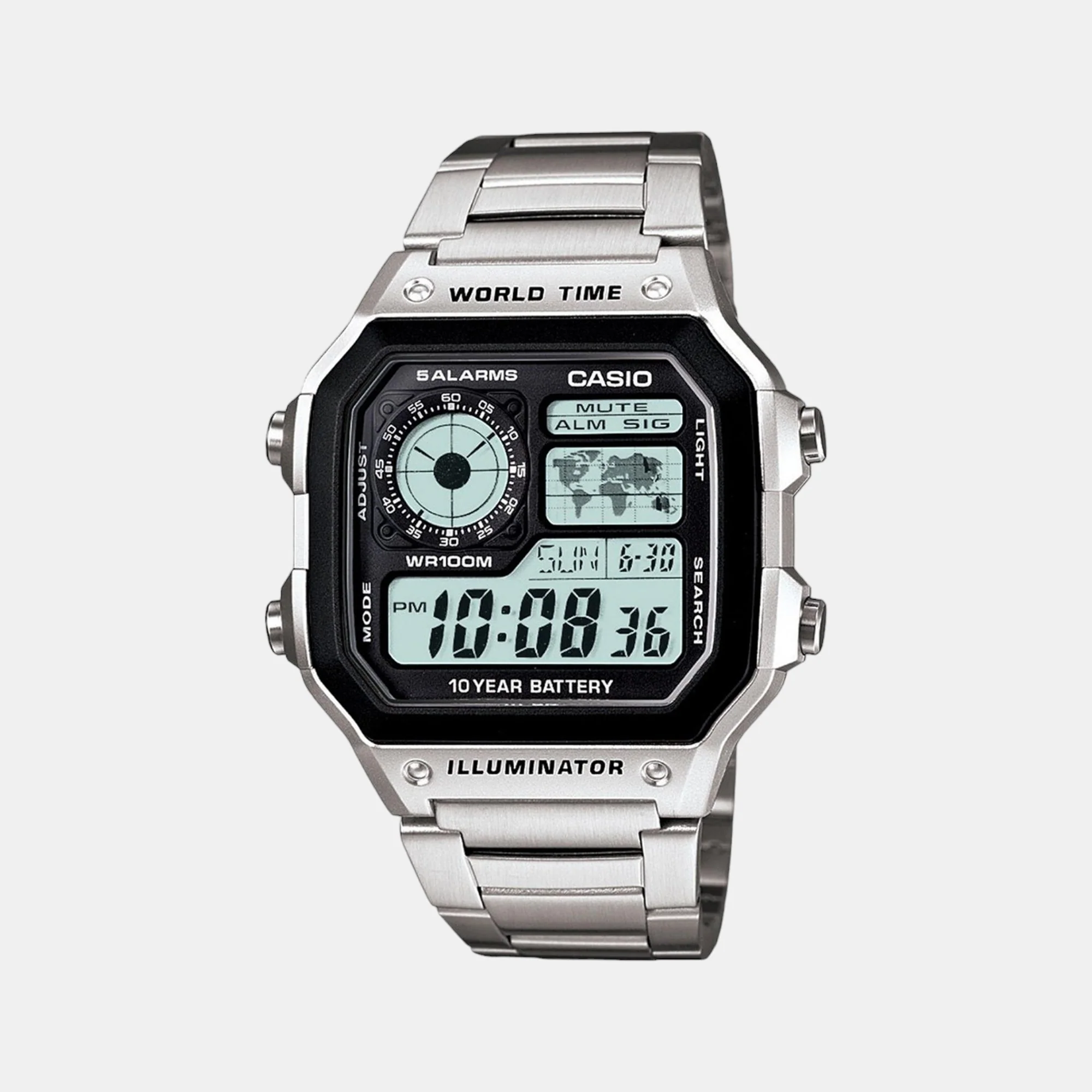 Youth Men Quartz Black Dial Digital Stainless Steel Watch D099