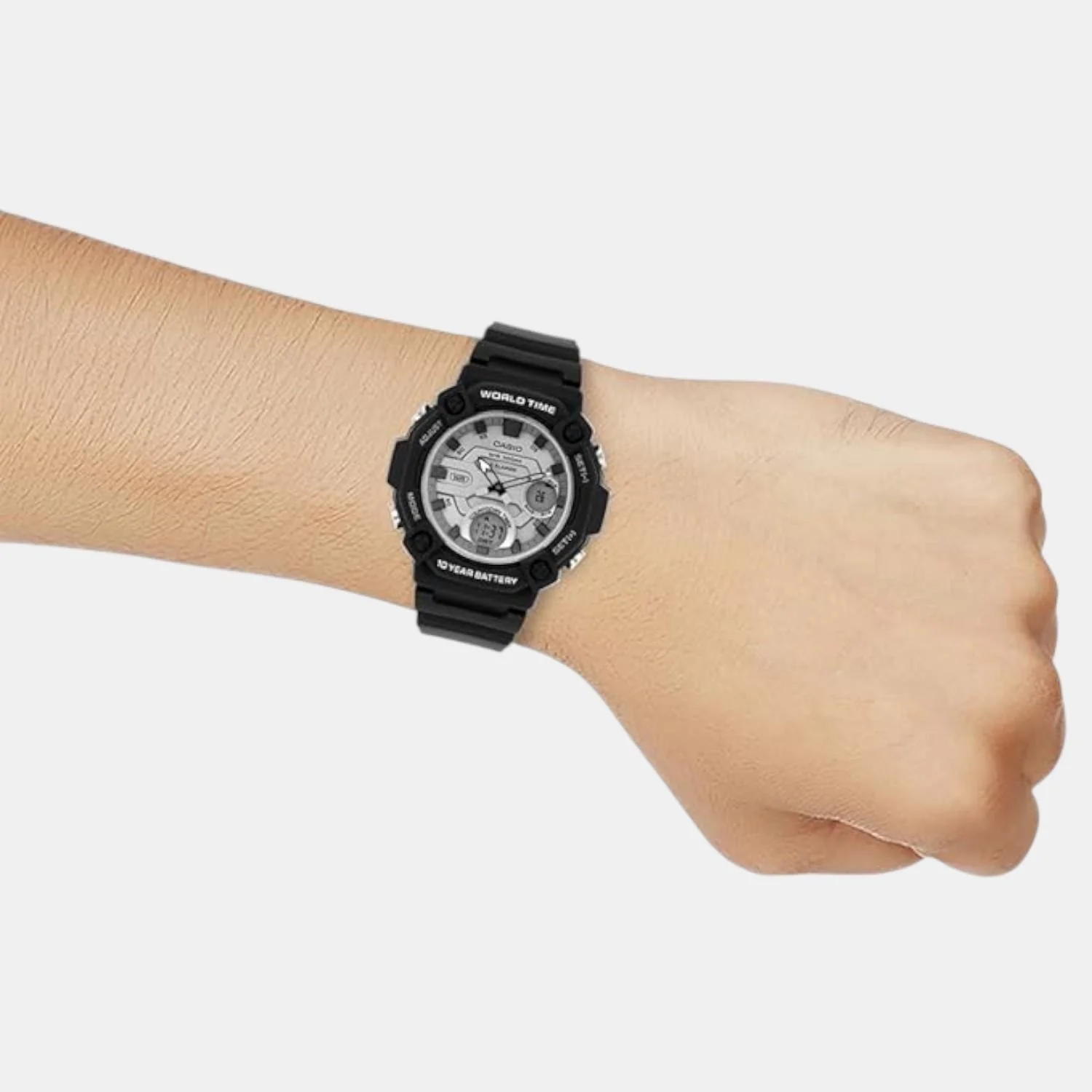 Youth Men Quartz Silver Dial Analog-Digital Resin Watch AD284 - Image 6