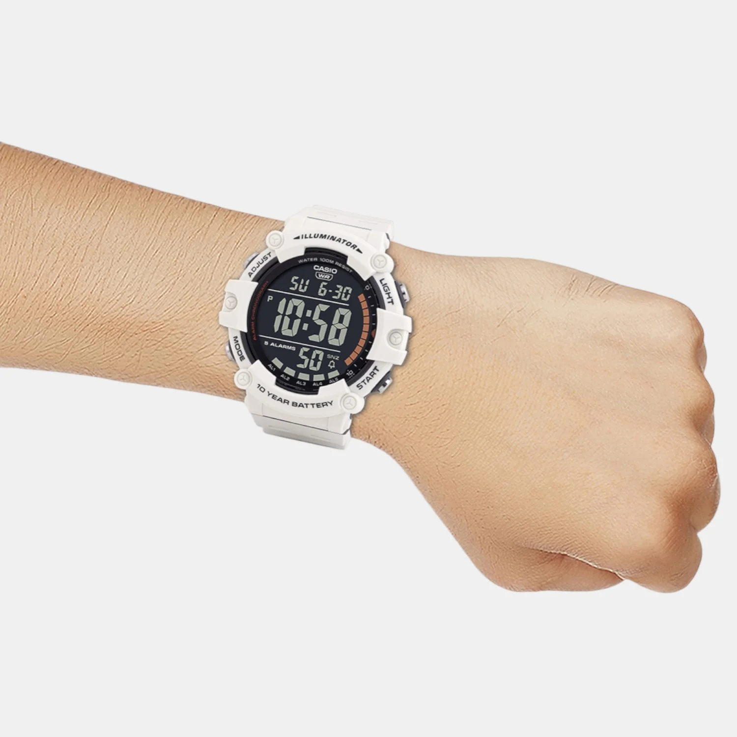 Youth Men Quartz White Dial Digital Resin Watch D320 - Image 2