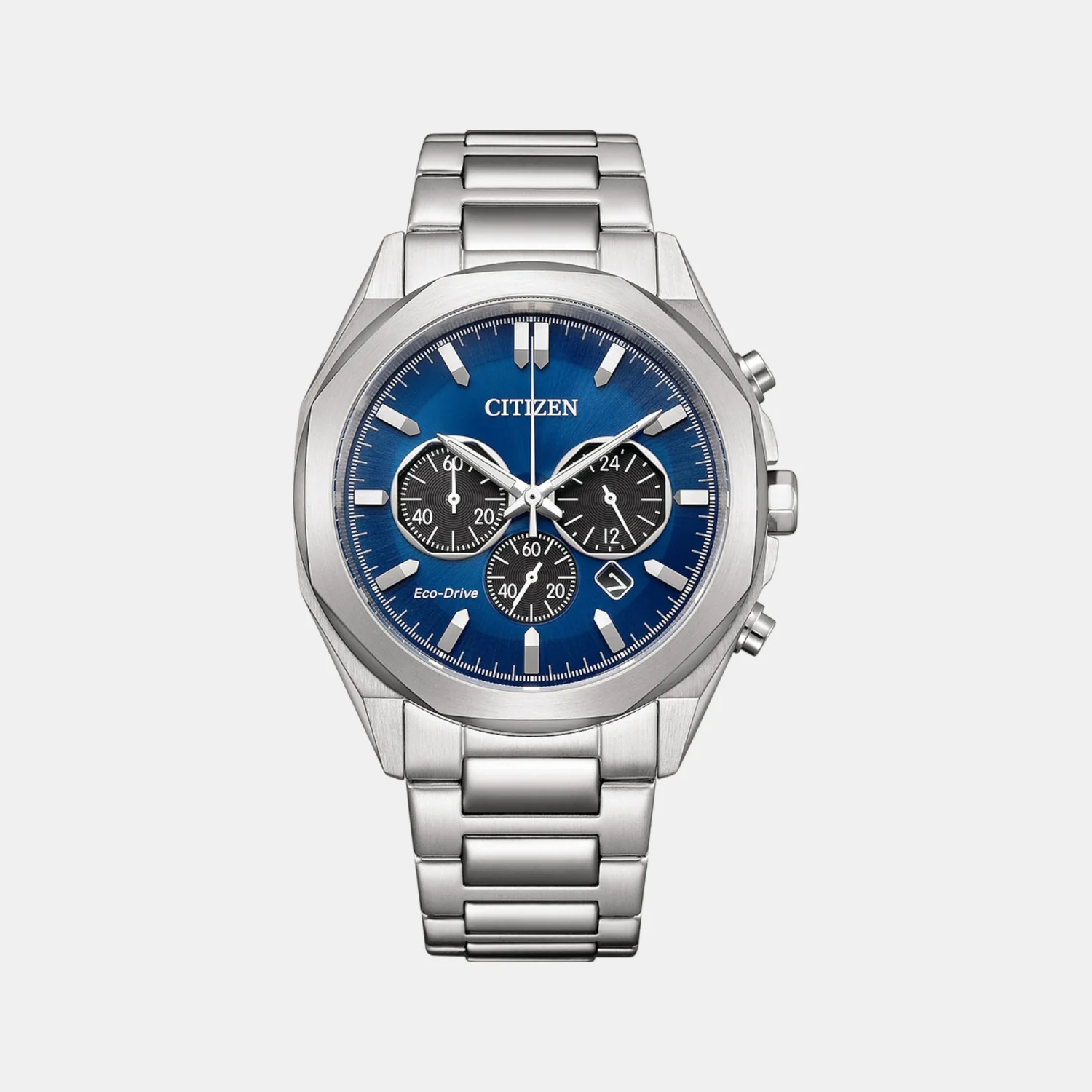 Eco-Drive Men Quartz Blue Dial Chronograph Stainless Steel Watch CA4590-81L - Image 2