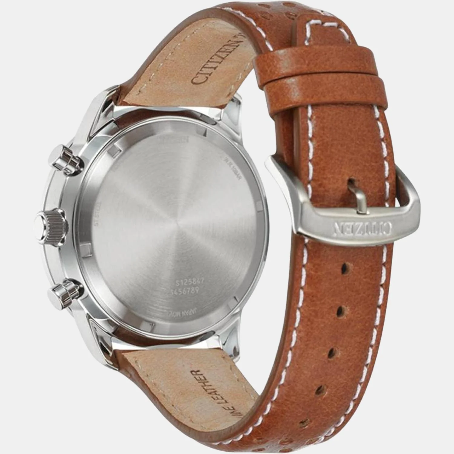 Eco-Drive Men Eco-Drive Cream Dial Chronograph Leather Watch CA4500-16X - Image 3
