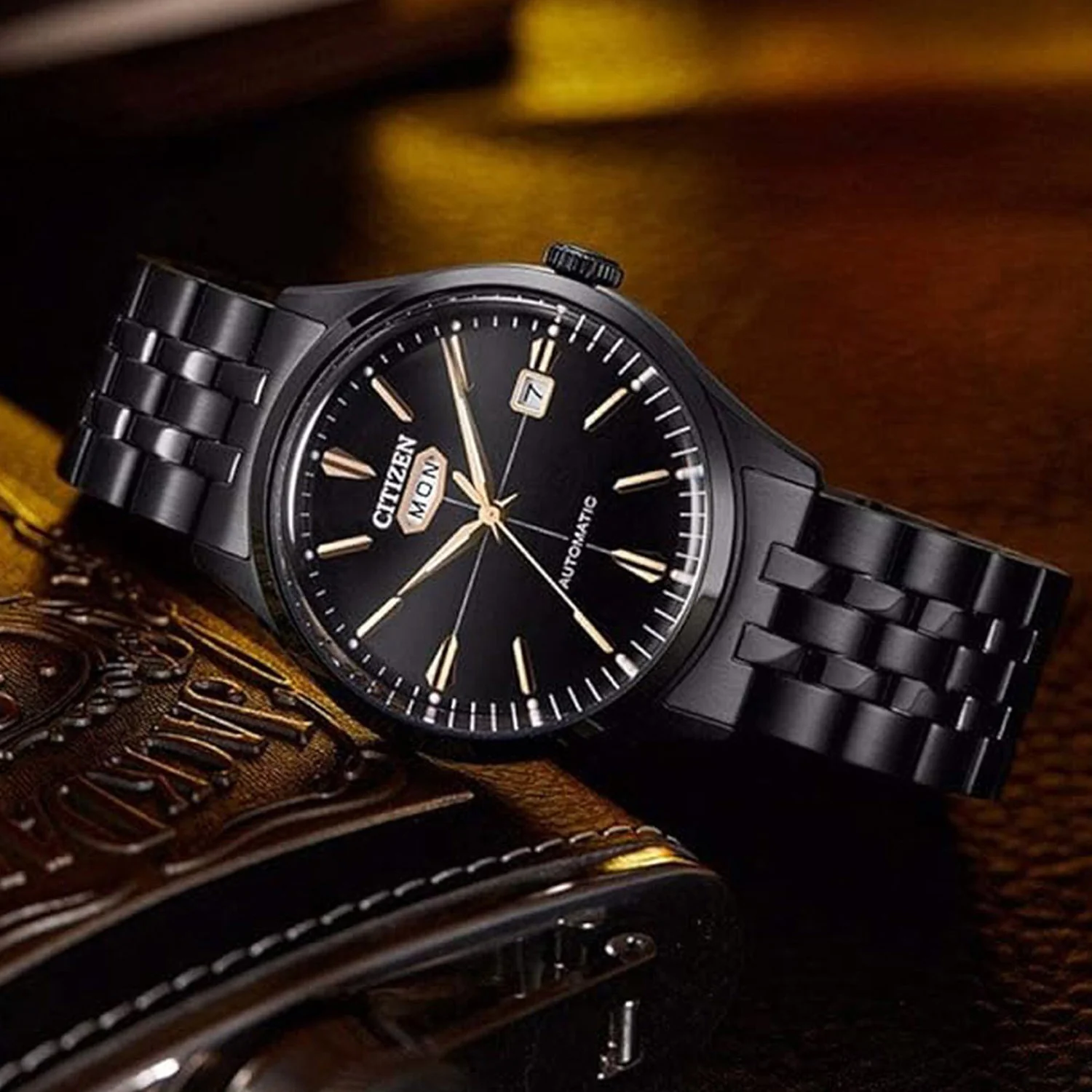 Mechanical Men Automatic Black Dial Analog Stainless Steel Watch NH8395-77E - Image 5