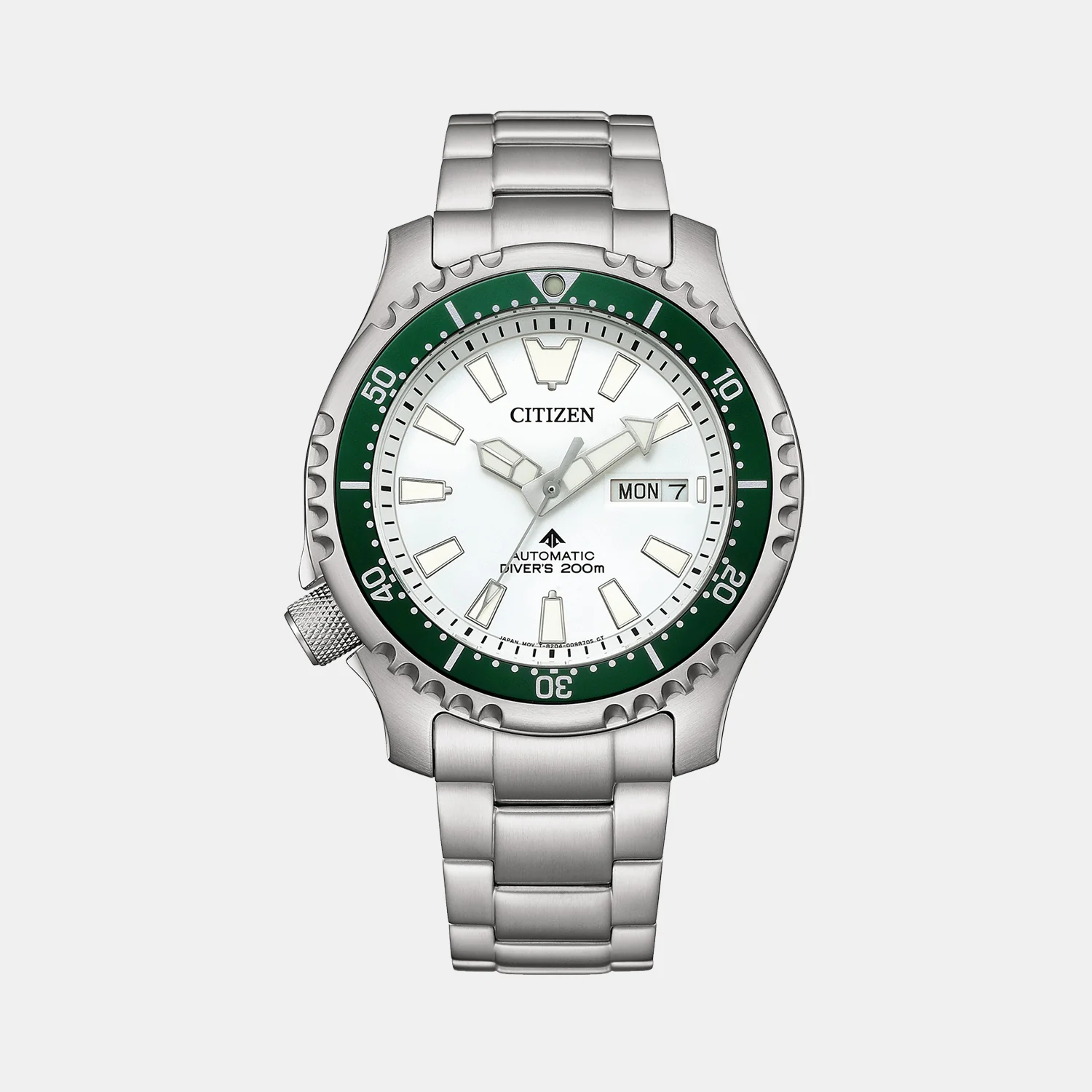 Men Automatic White Dial Analog Stainless Steel Watch NY0168-64A - Image 2