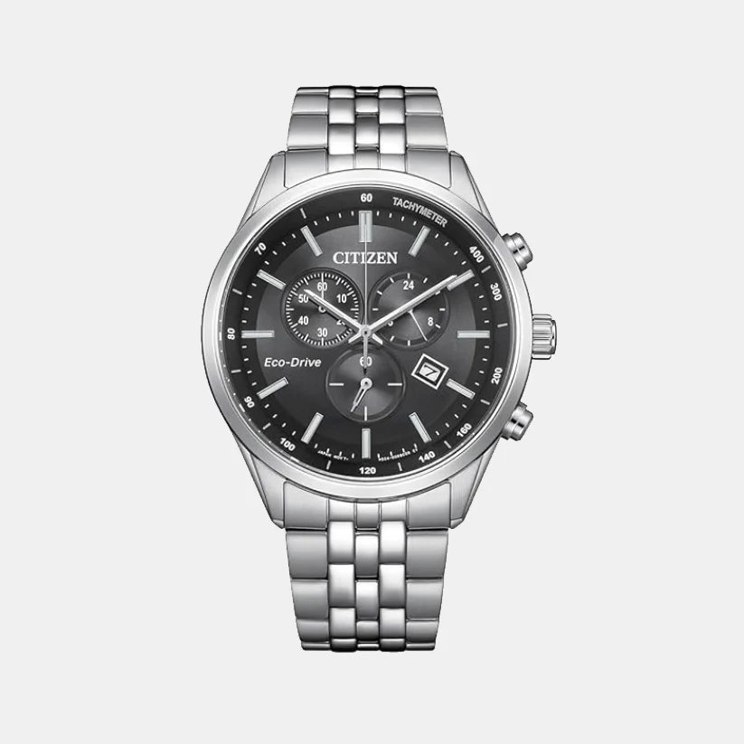 Men Eco-Drive Black Dial Analog Stainless Steel Watch AT2570-56E - Image 4