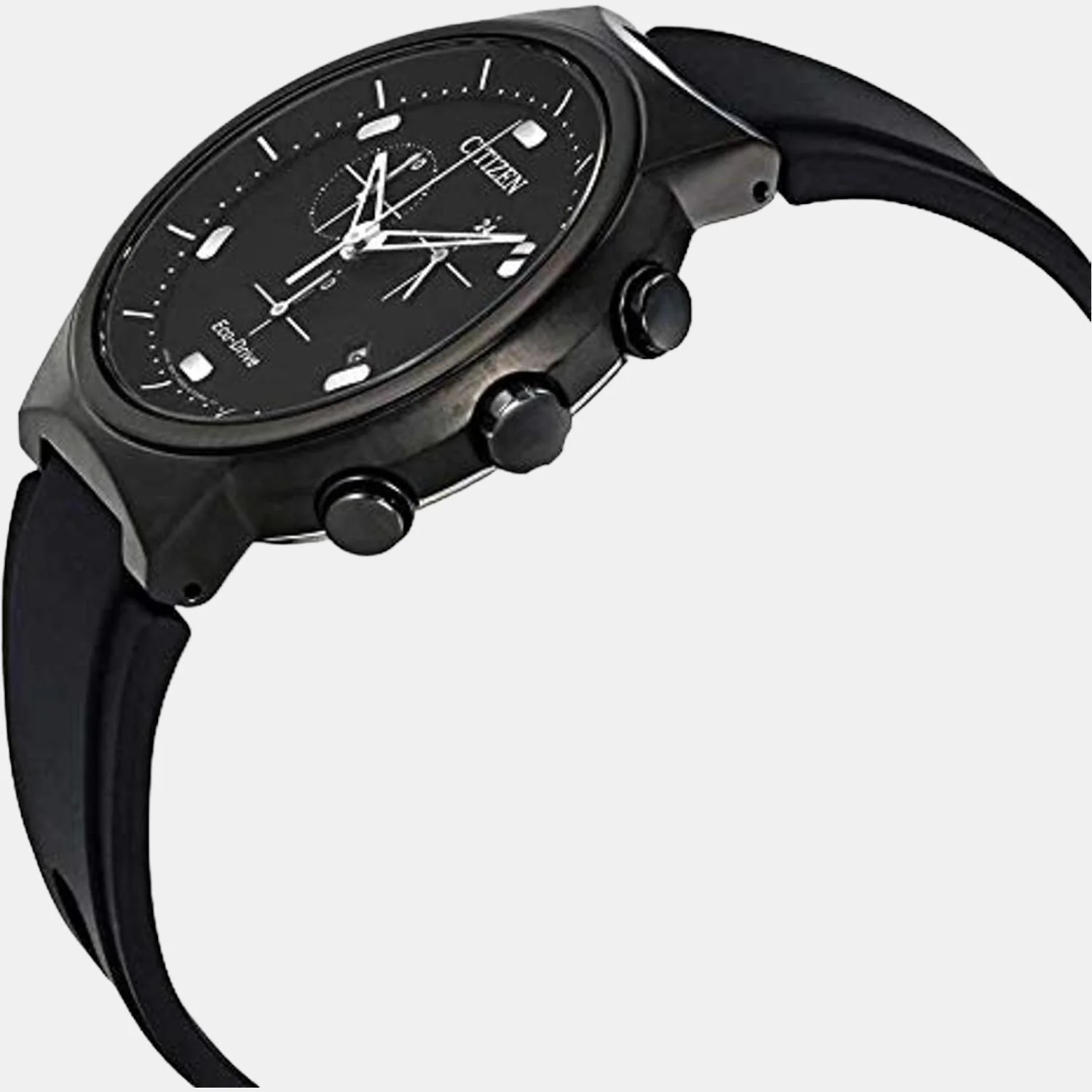 Men Eco-Drive Black Dial Chronograph Rubber Watch AT2405-10E - Image 4