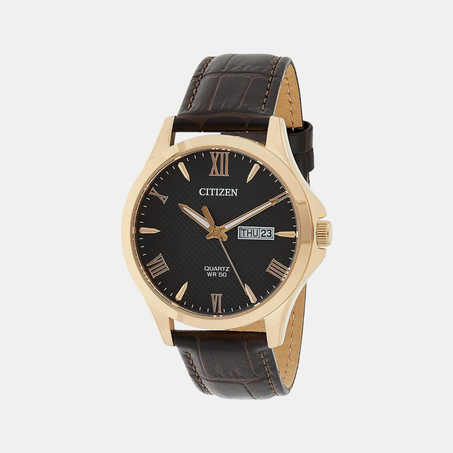 Men Quartz Black Dial Analog Leather Watch BF2023-01H