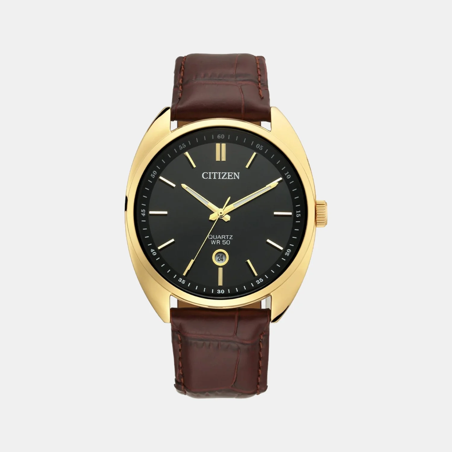 Men Quartz Black Dial Analog Leather Watch BI5092-03E