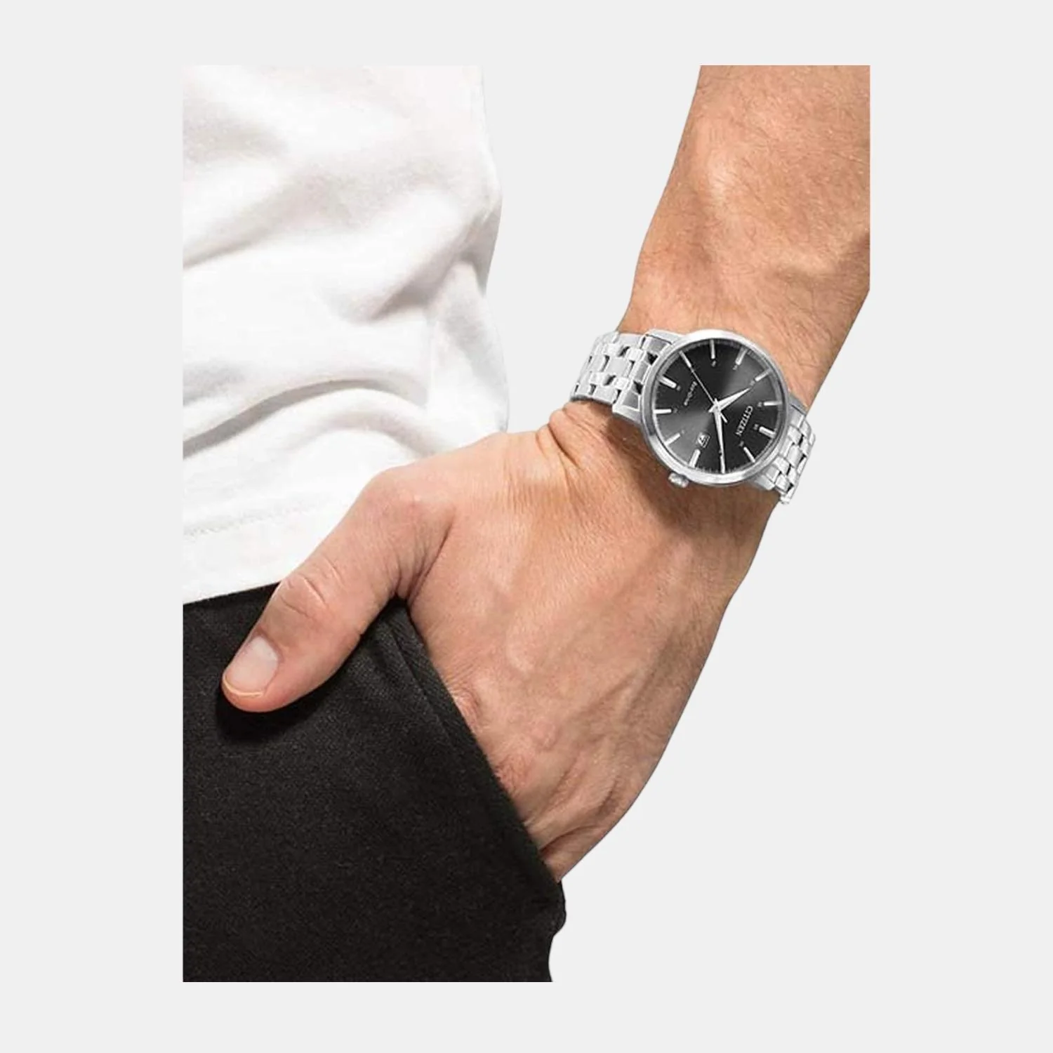 Men Quartz Black Dial Analog Stainless Steel Watch BM7460-88E - Image 4