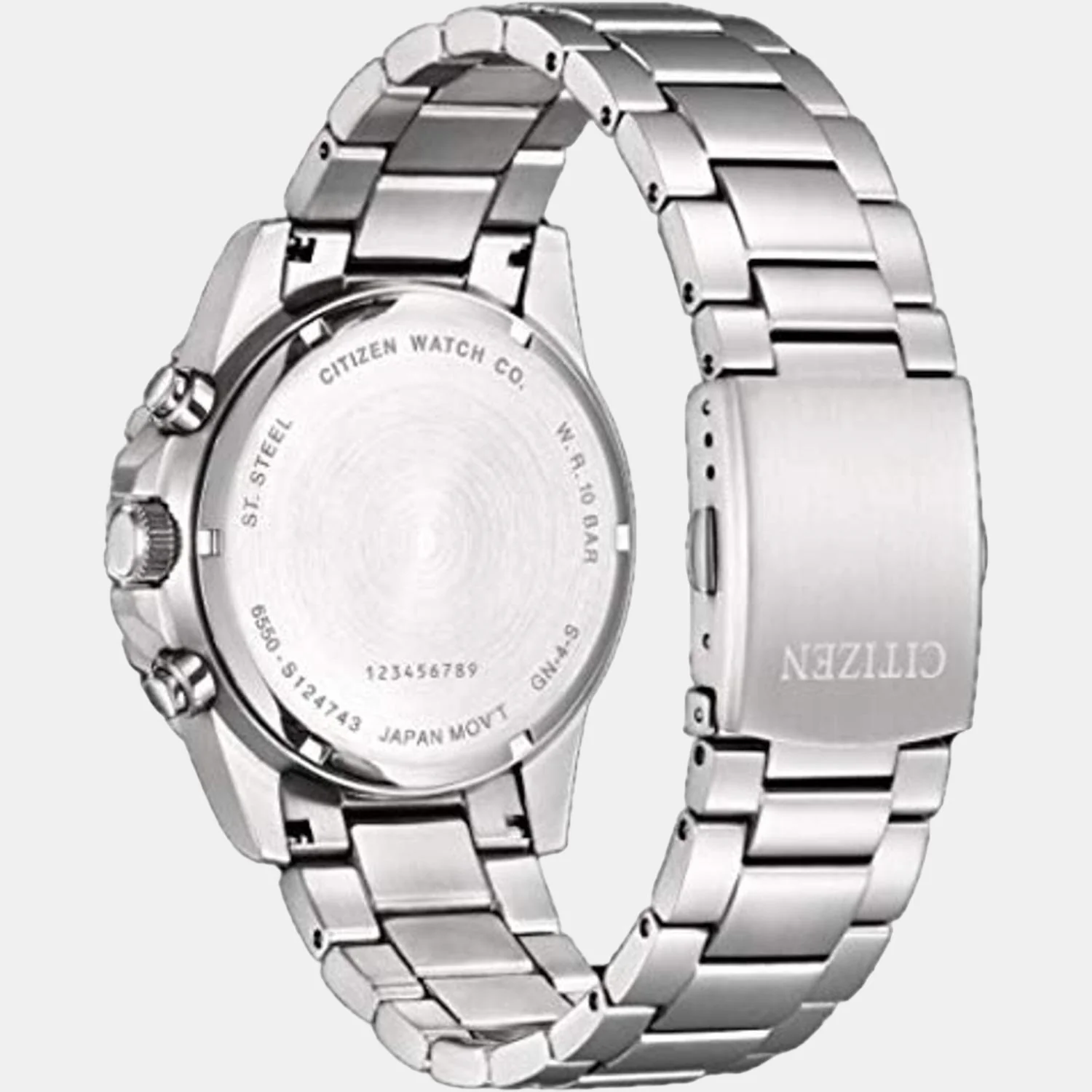 Men Quartz Black Dial Chronograph Stainless Steel Watch AI7000-83E - Image 3