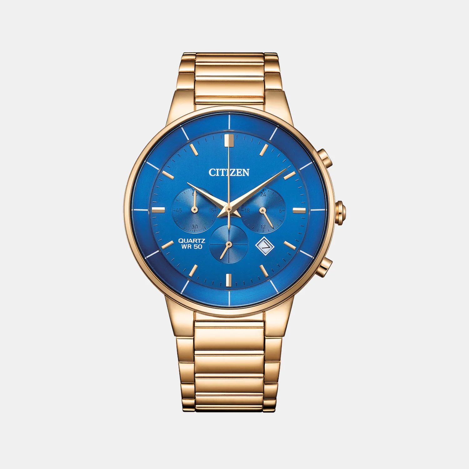 Men Quartz Blue Dial Chronograph Stainless Steel Watch AN8223-54L - Image 2
