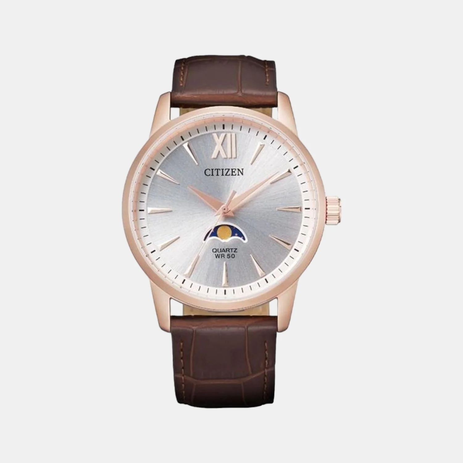 Men Quartz White Dial Analog Leather Watch AK5003-05A