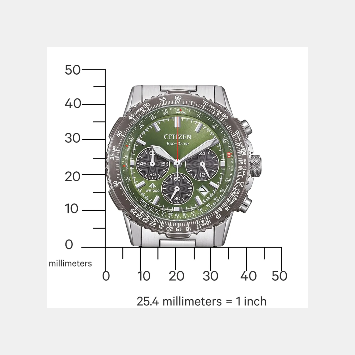 Promaster Men Quartz Eco-Drive Green Dial Chronograph Stainless Steel Watch CA4664-60W - Image 4