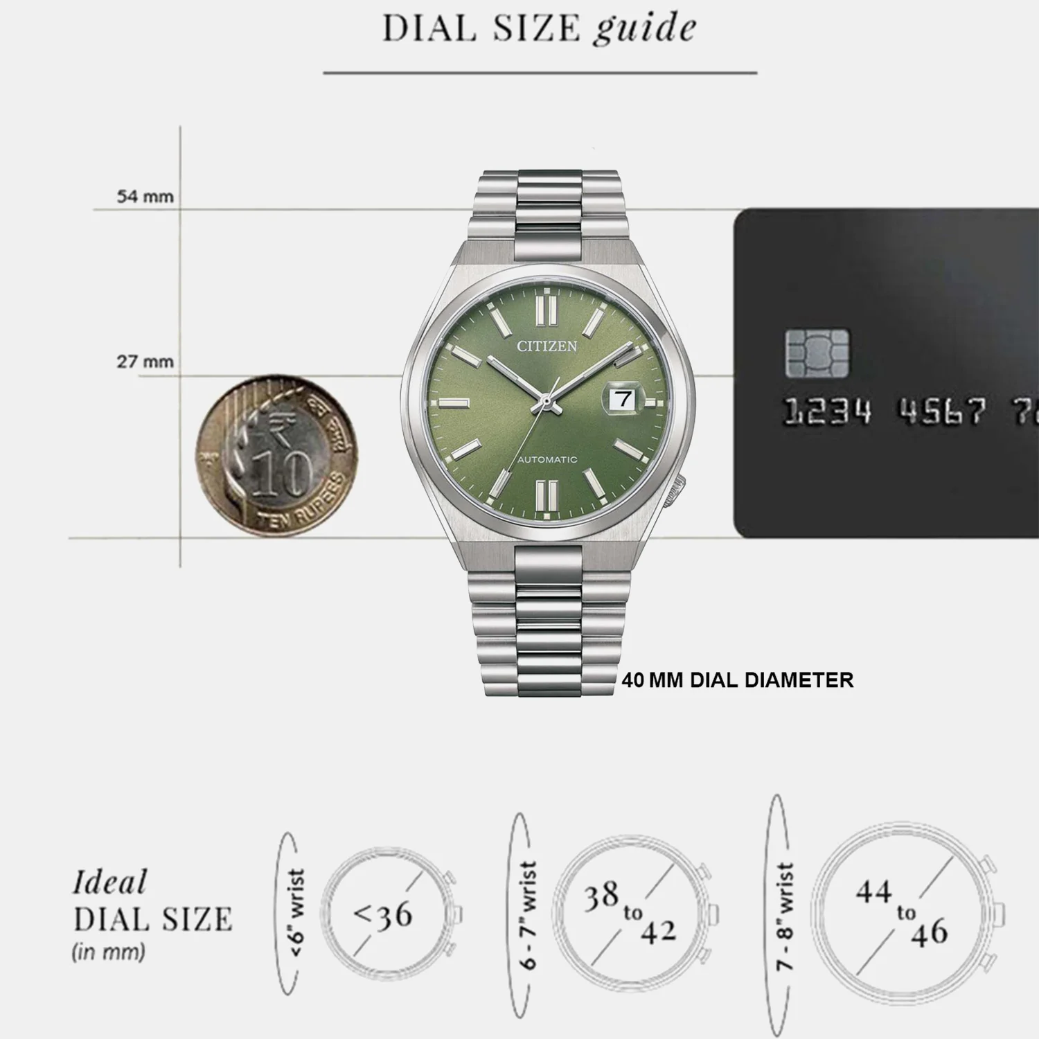 Tsuyosa Men Automatic Green Dial Analog Stainless Steel Watch NJ0158-89Z - Image 4