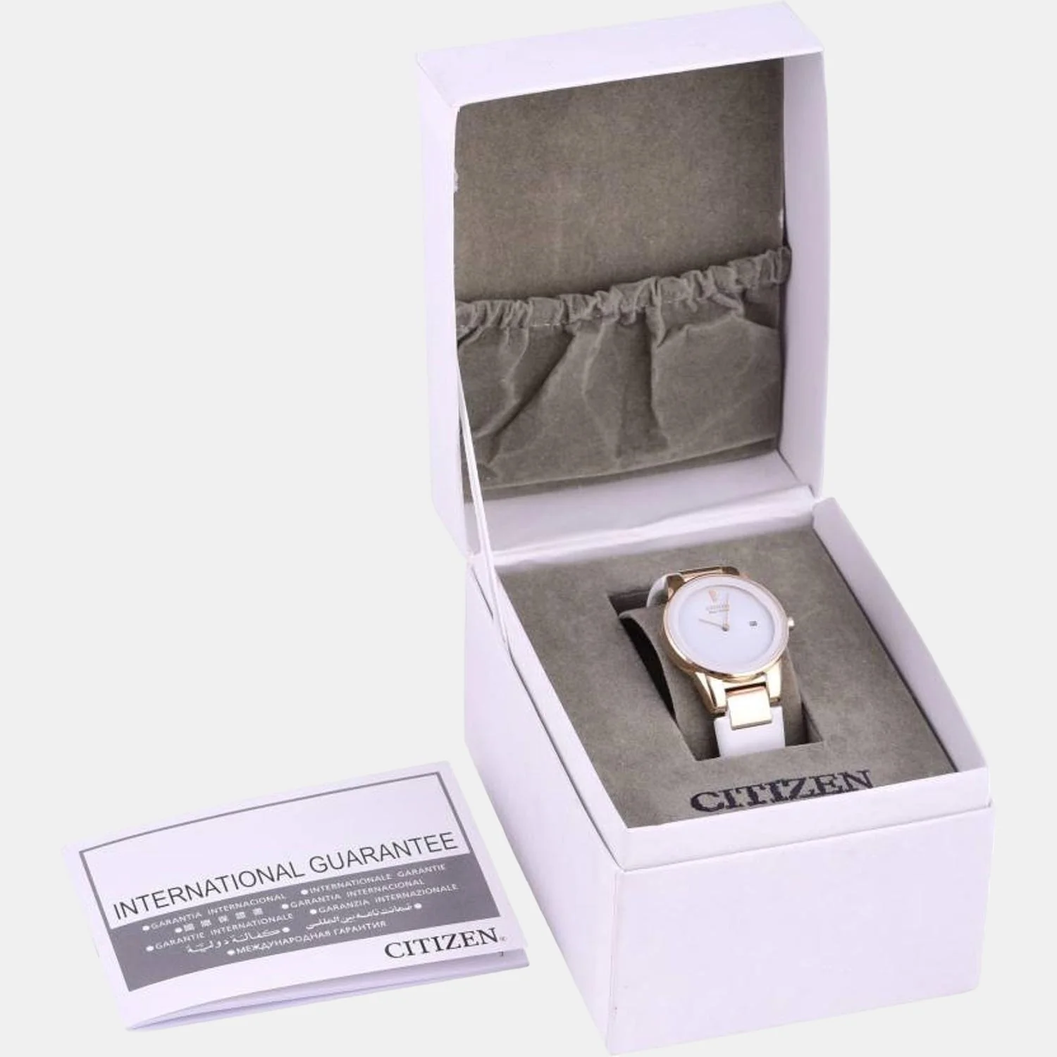 Women Eco-Drive White Dial Analog Leather Watch GA1053-01A - Image 4