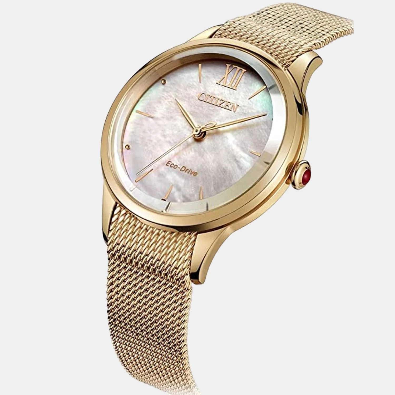 Women Eco-Drive White Dial Analog Stainless Steel Watch EM0813-86Y - Image 4