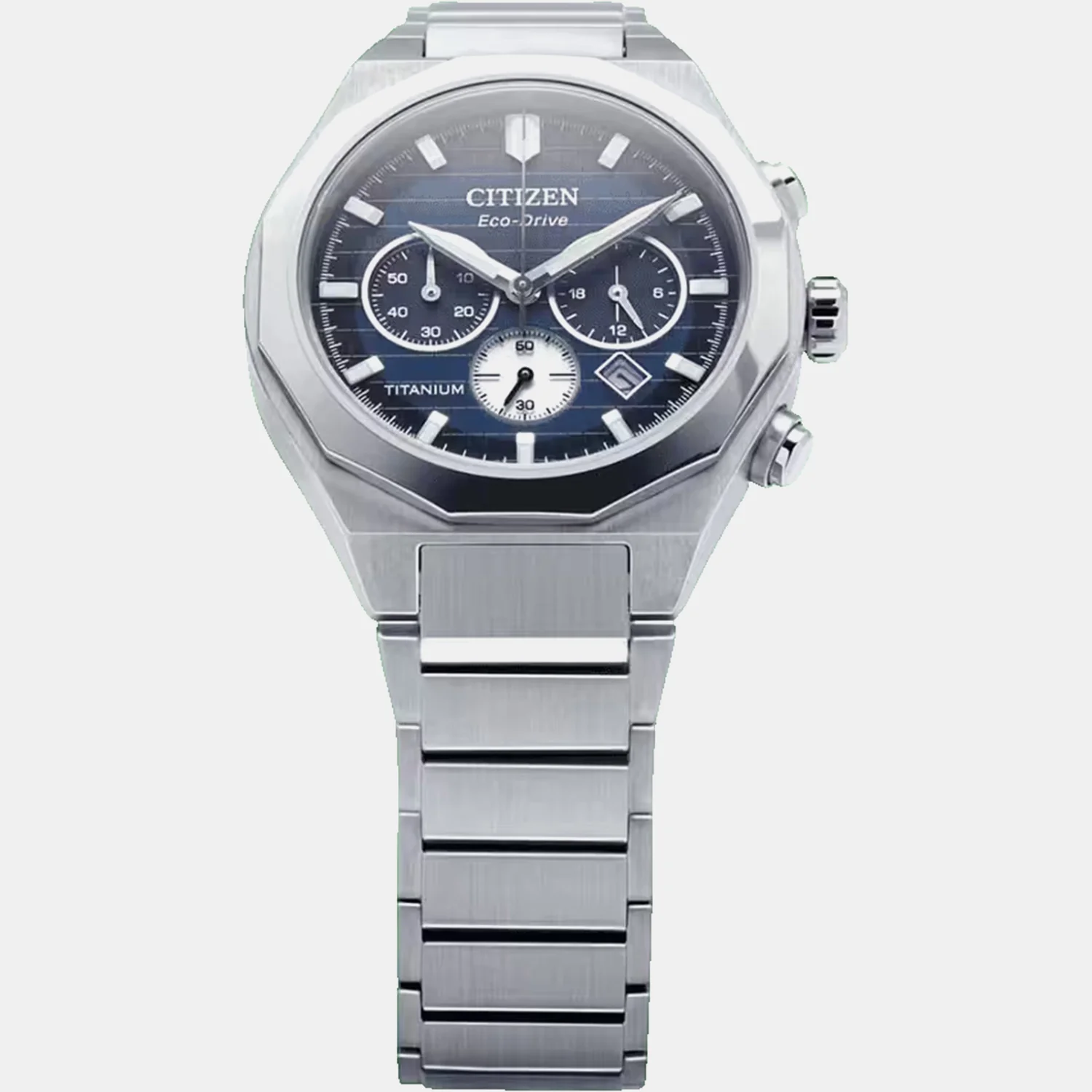 Zenshin Men Eco-Drive Blue Dial Chronograph Titanium Watch CA4691-59L - Image 3