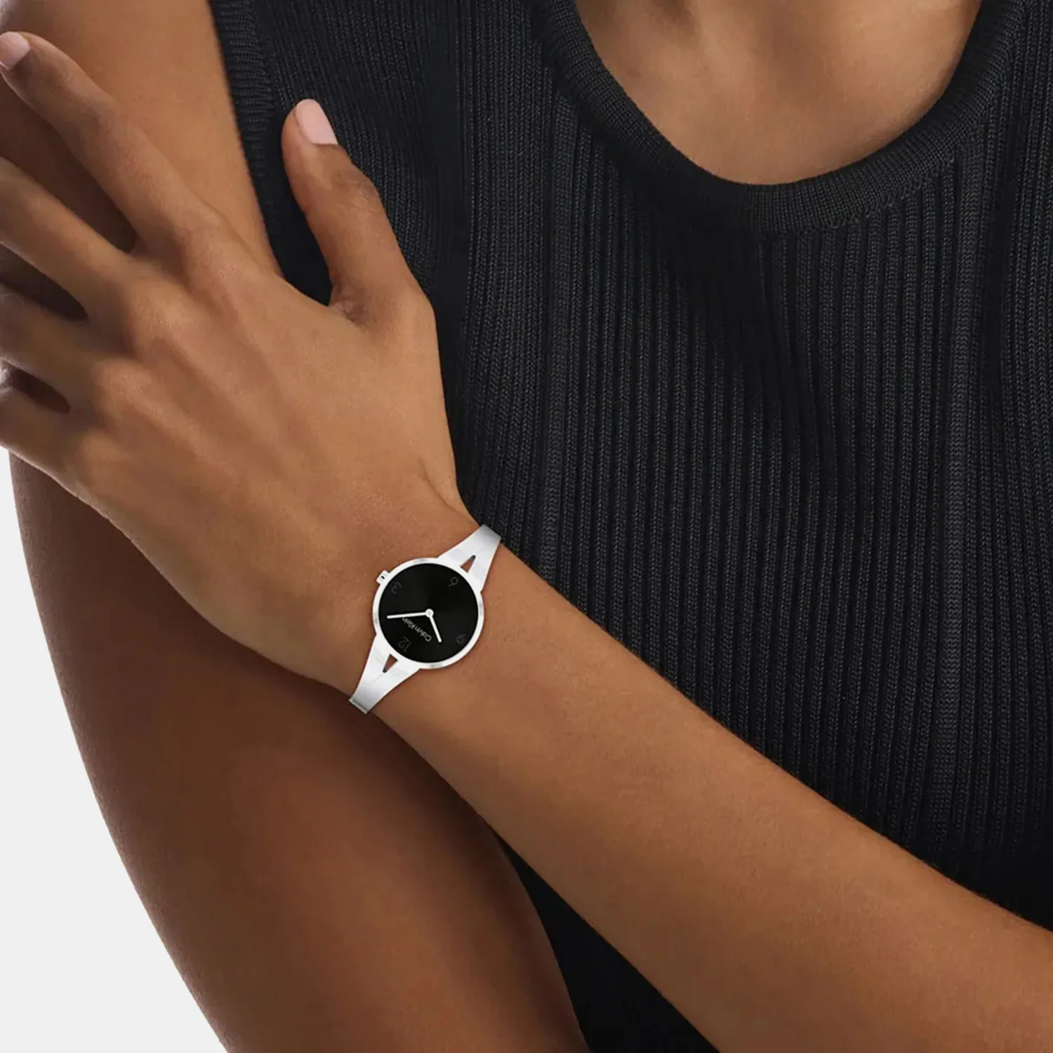 Women Quartz Black Dial Analog Stainless Steel Watch 25100026 - Image 4