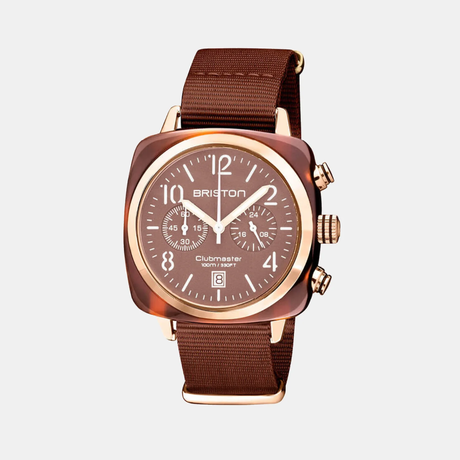 Clubmaster Classic Unisex Quartz Chocolate Dial Chronograph NATO Watch 20140.PRAT.37.NTCH