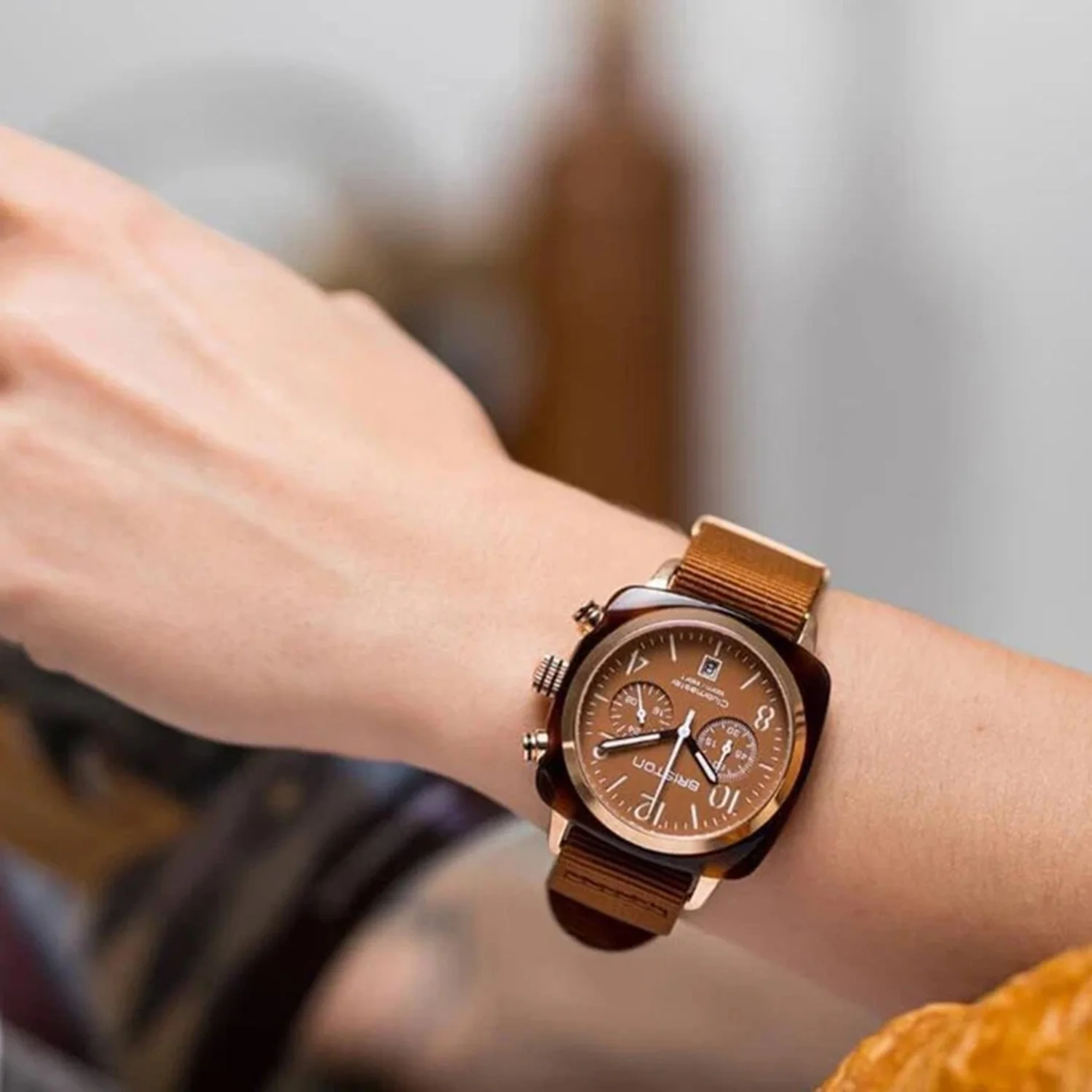 Clubmaster Unisex Quartz Brown Dial Analog NATO Watch 20140.SA.T.38.NTC - Image 3