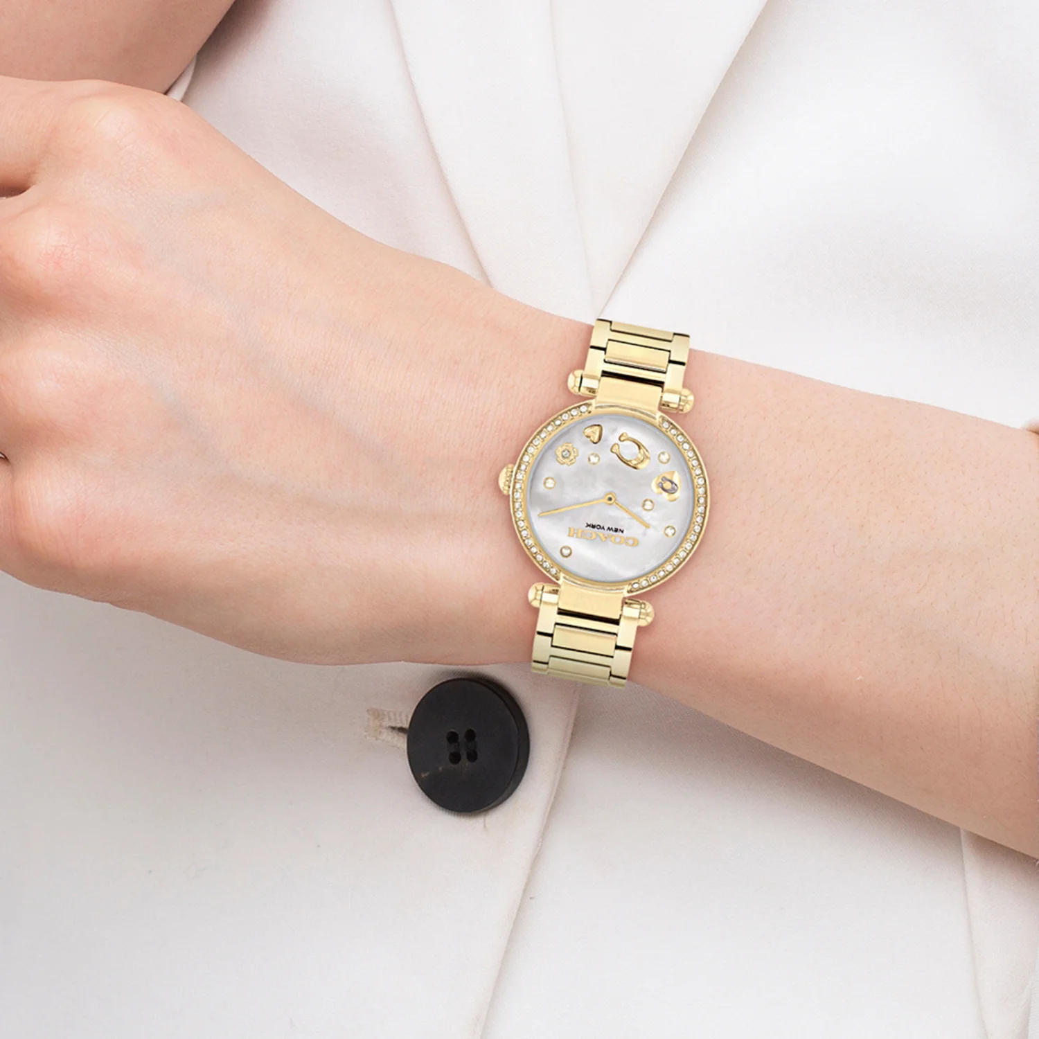 Cary Women Quartz White Mother Of Pearl Dial Analog Stainless Steel Watch 14504265 - Image 4