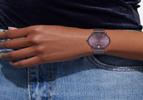 Elliot Women Quartz Purple Dial Analog Stainless Steel Watch 14504211 - Image 4