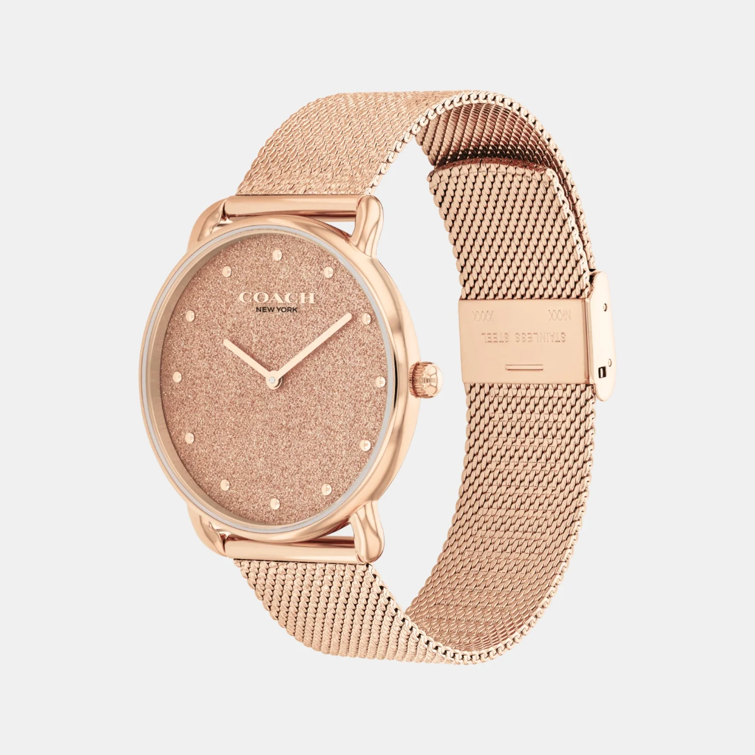 Elliot Women Quartz Pink Dial Analog Mesh Watch 14504554 - Image 2